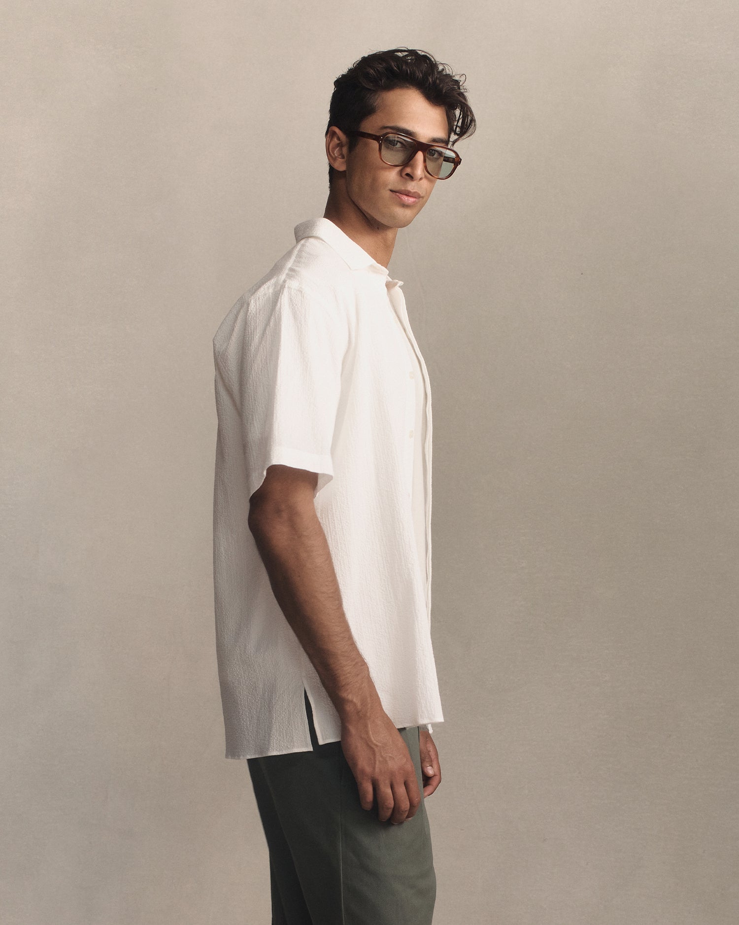 Resort Shirt I - White Fine Seersucker