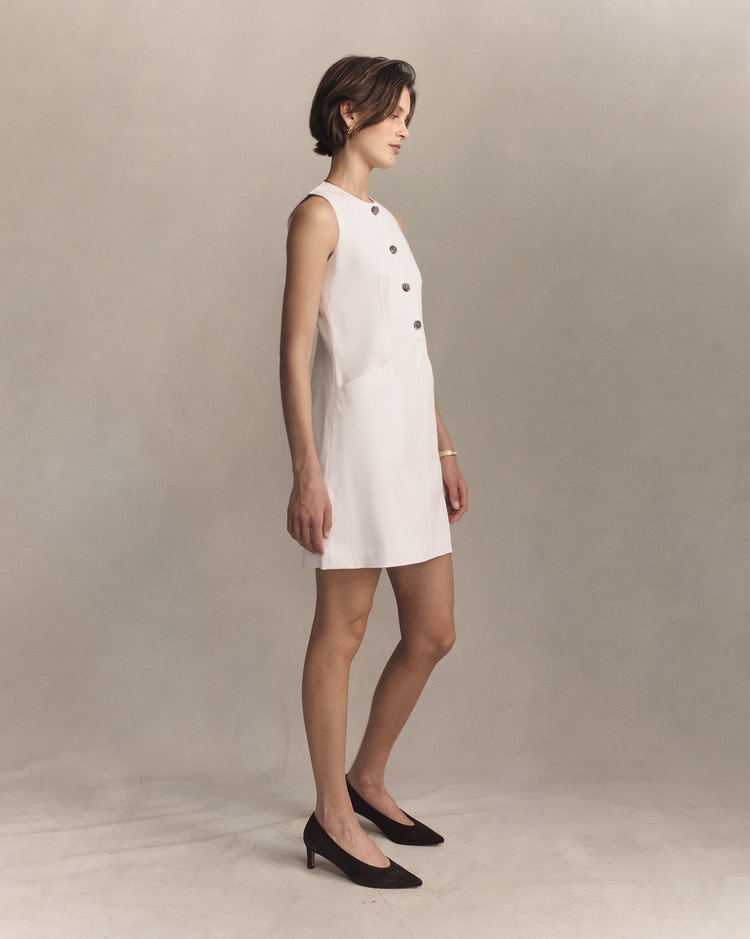 Christy Dress - White Rib | P Johnson