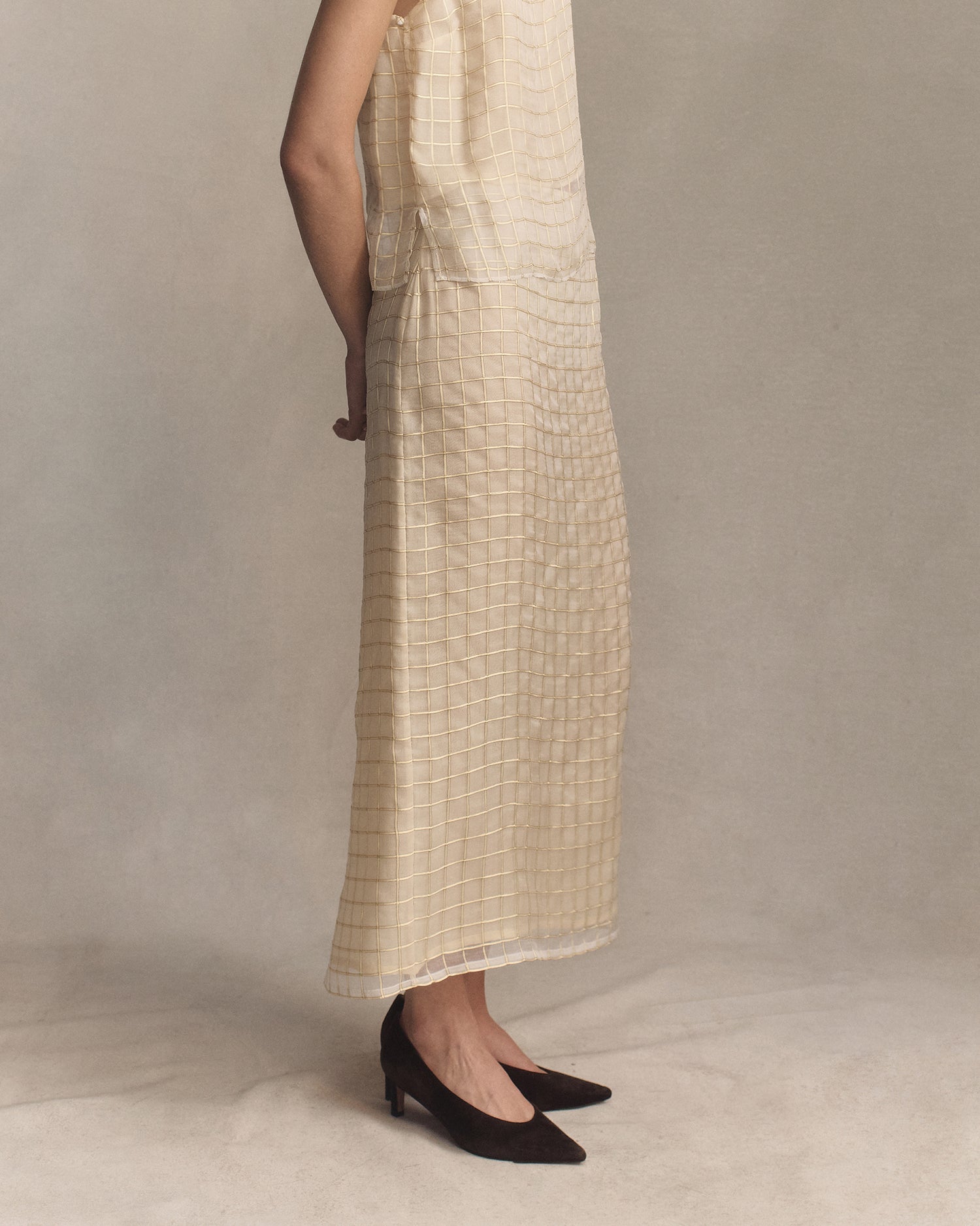 Tia Skirt - Gold Check