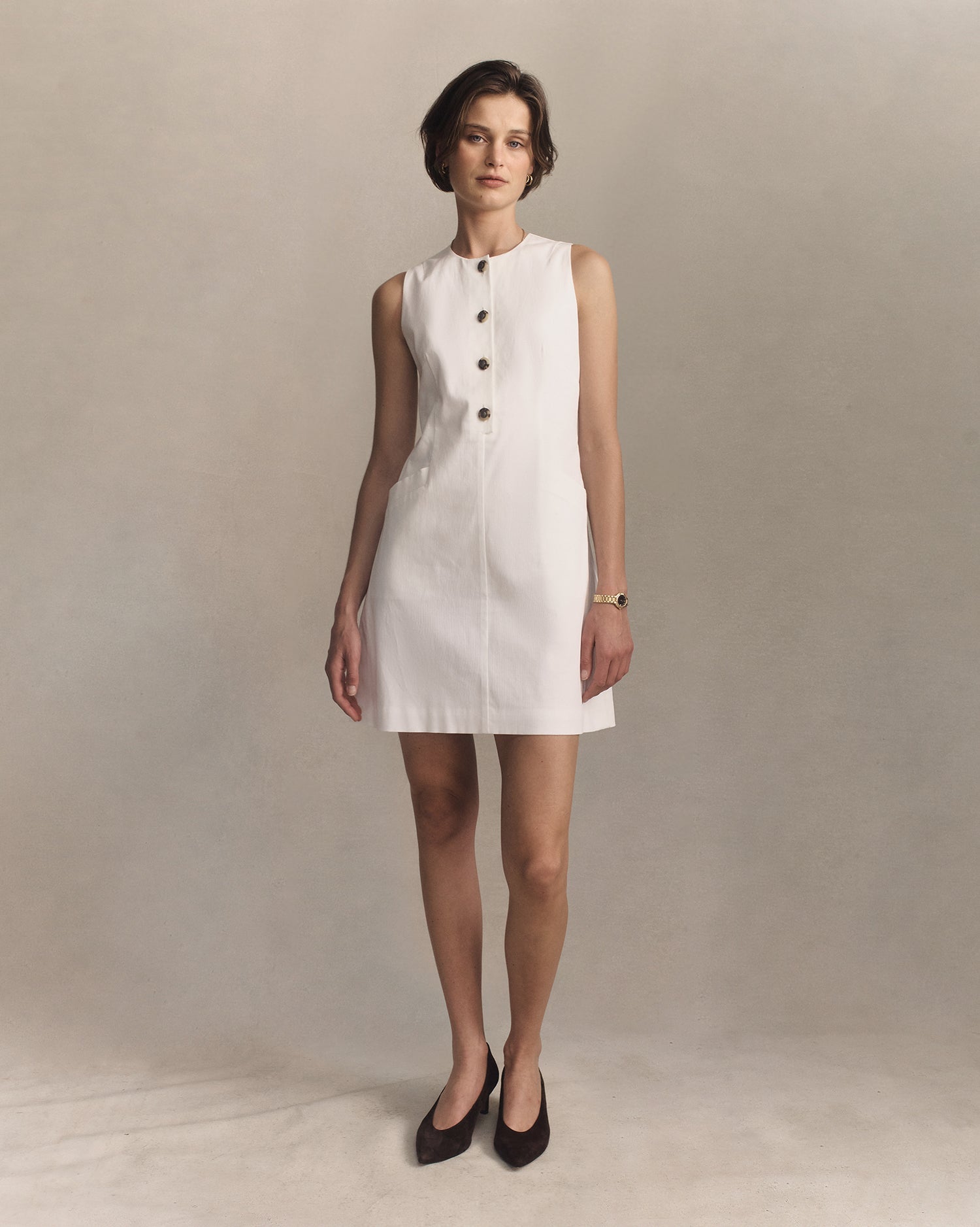 Christy Dress - White Rib | P Johnson