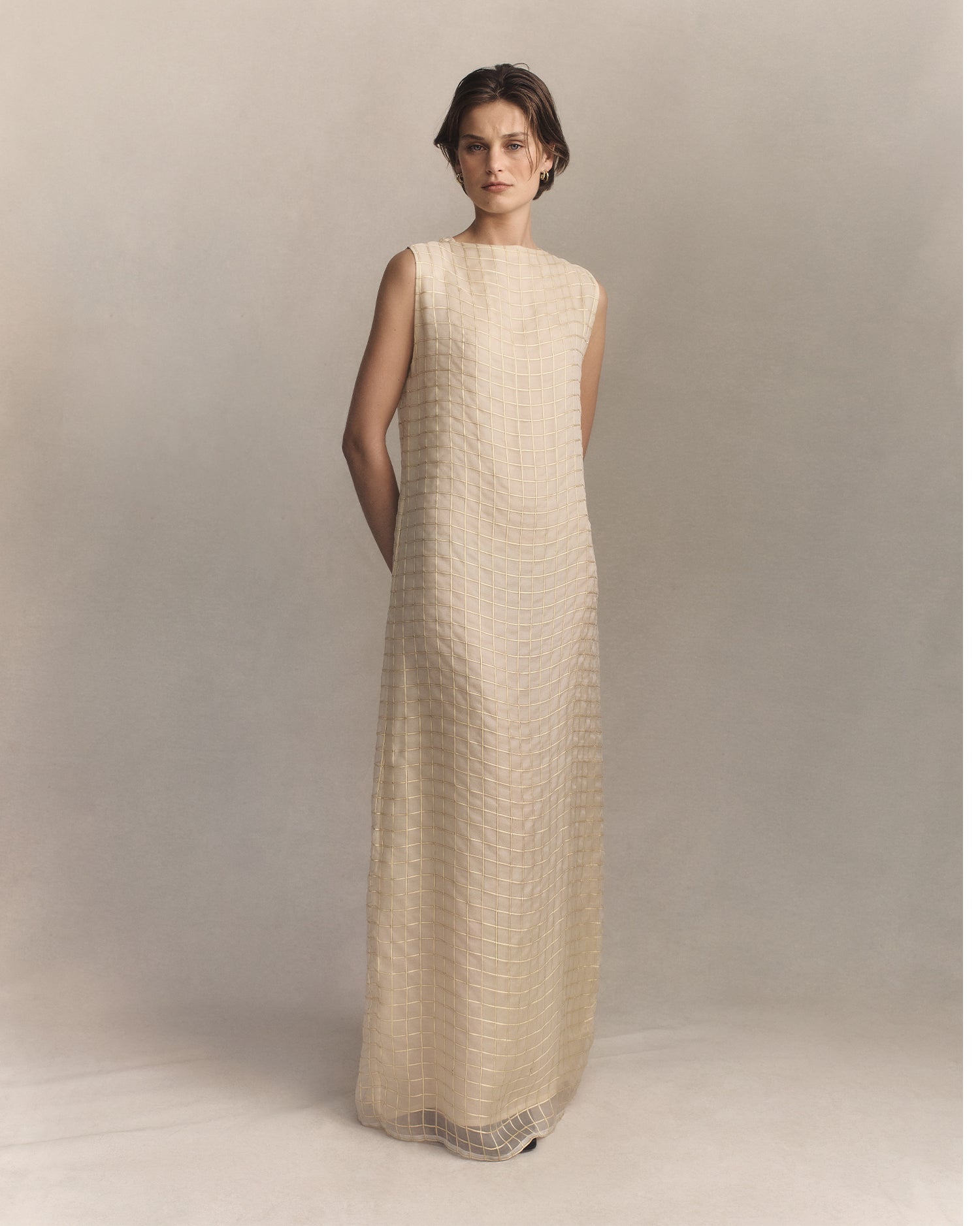 Tia Dress - Gold Check | P Johnson