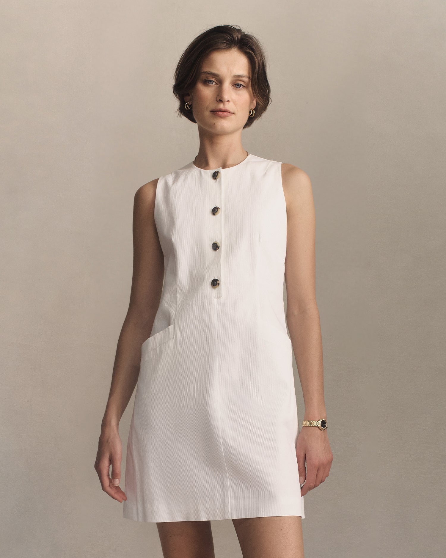 Christy Dress - White Rib | P Johnson