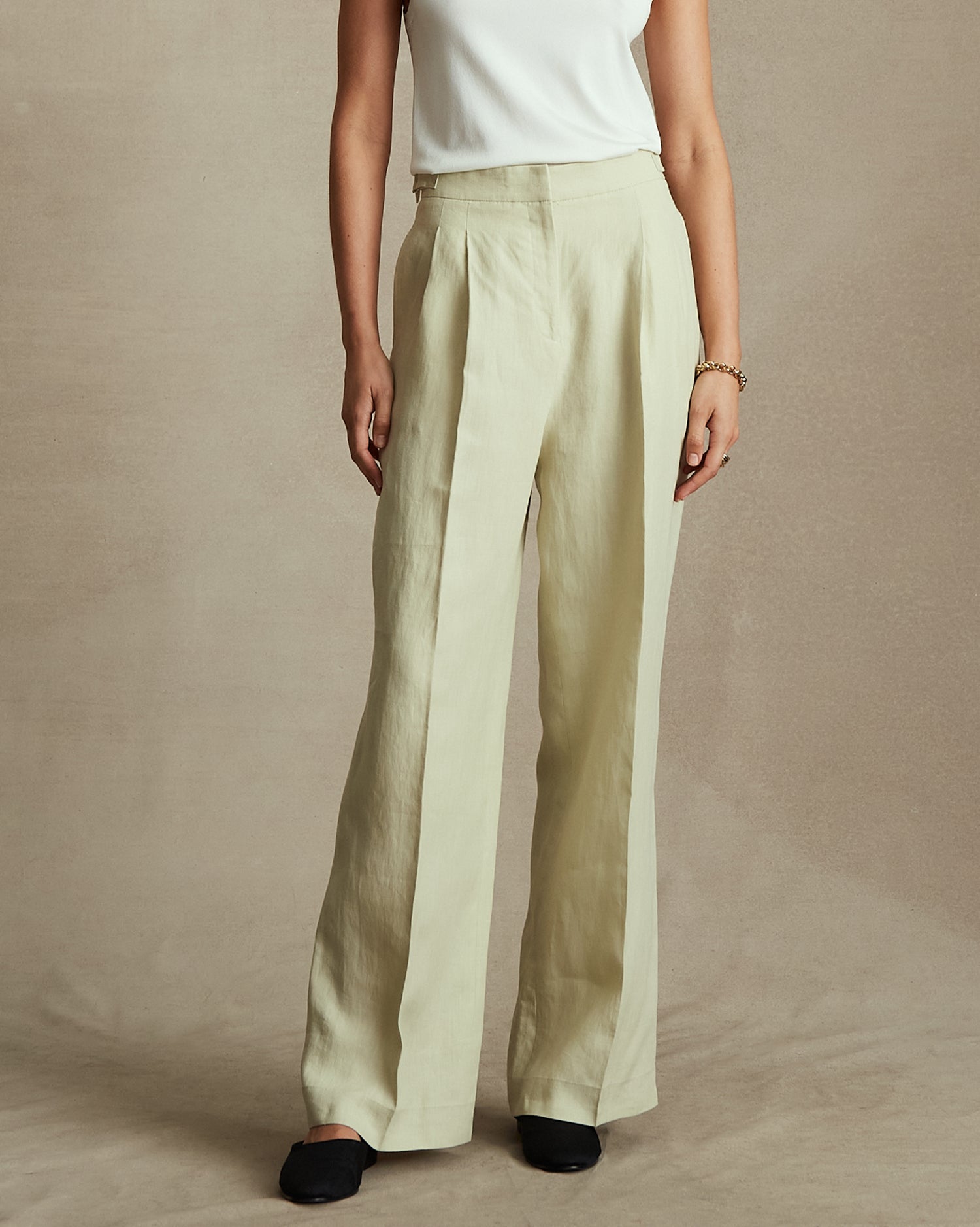 Beige Linen Perriand Trousers | P Johnson