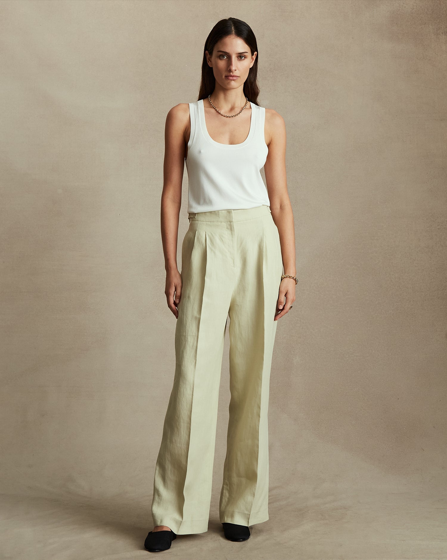 Beige Linen Perriand Trousers | P Johnson