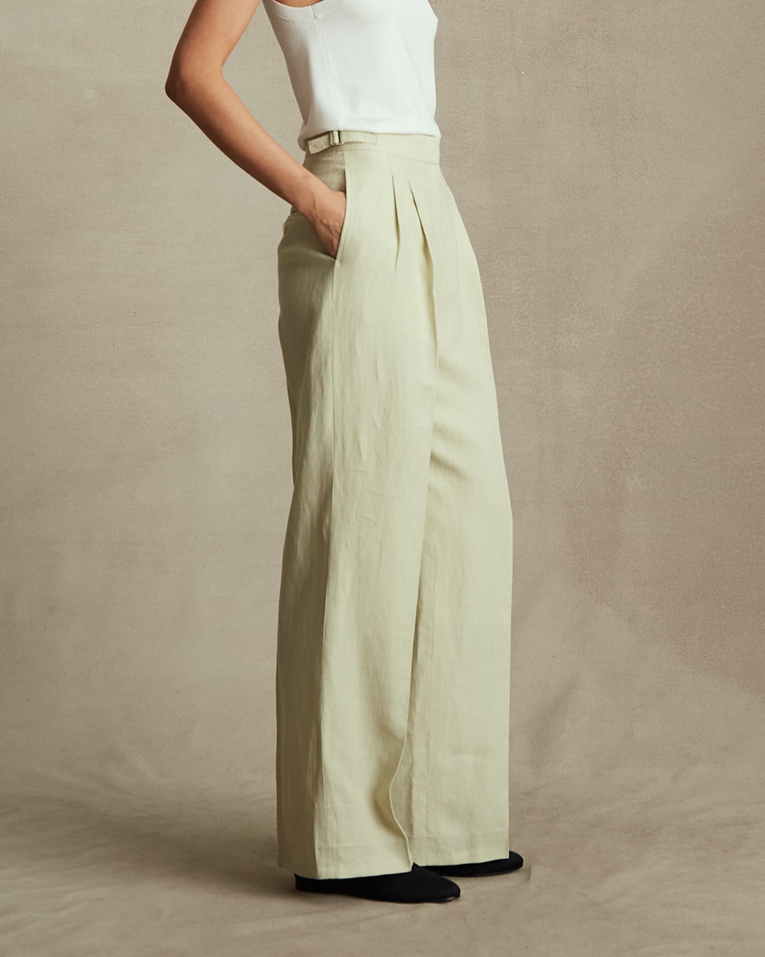 Beige Linen Perriand Trousers | P Johnson