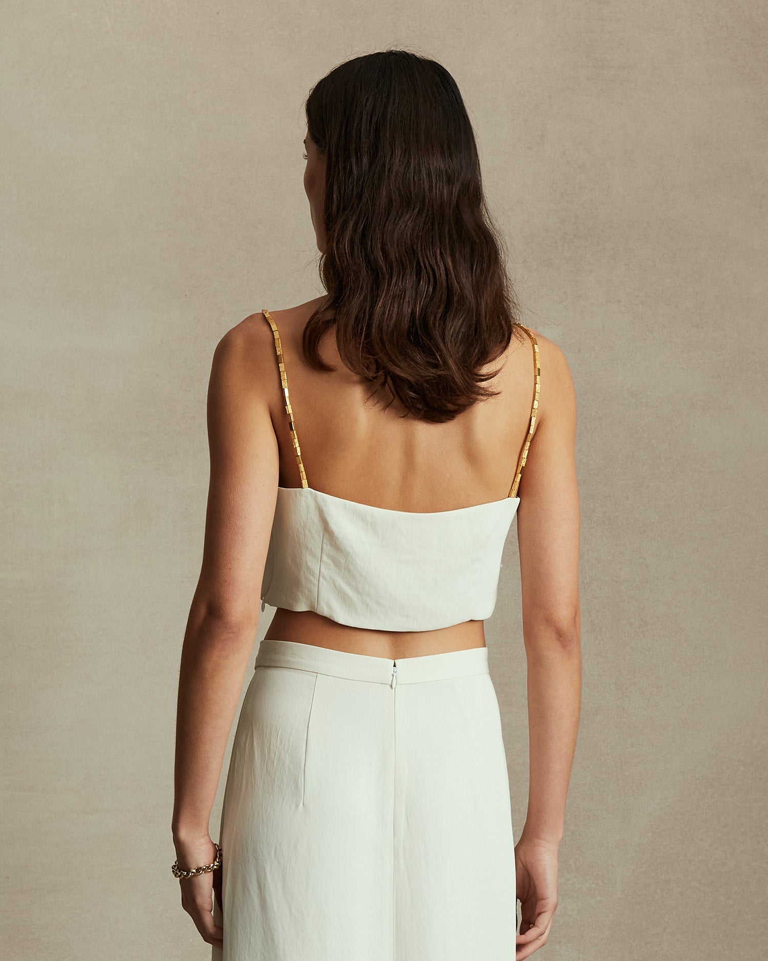Helena Beaded Crop Top - Cream