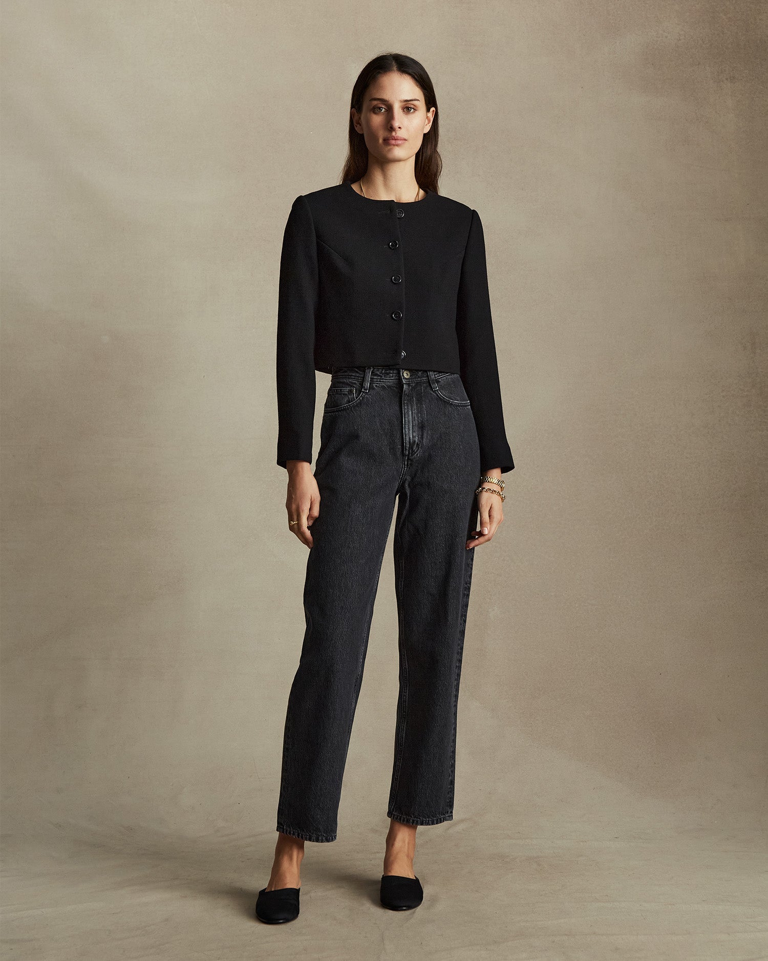 Black Crepe Corta Jacket | P Johnson