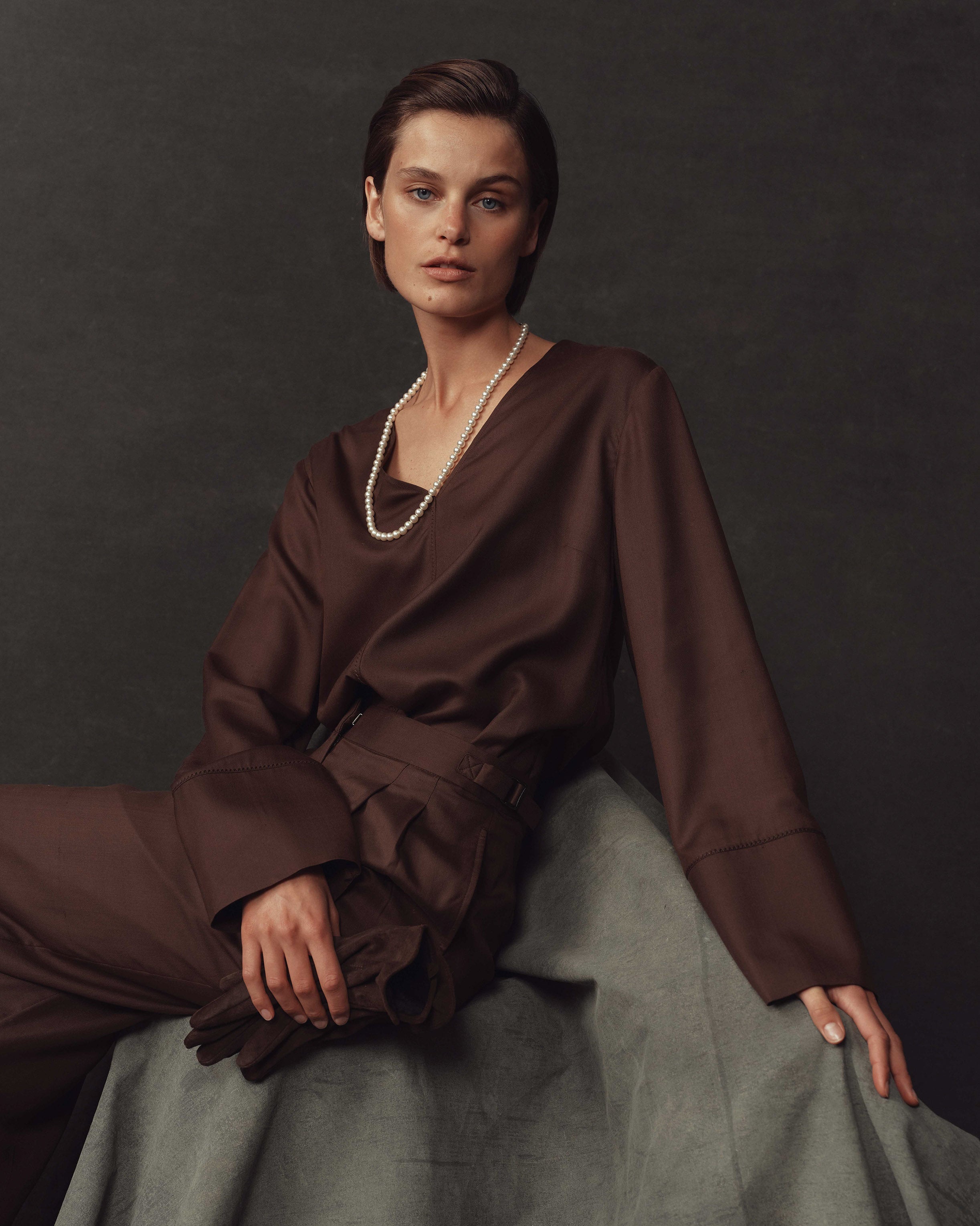 Maria Blouse - Chocolate Dupioni