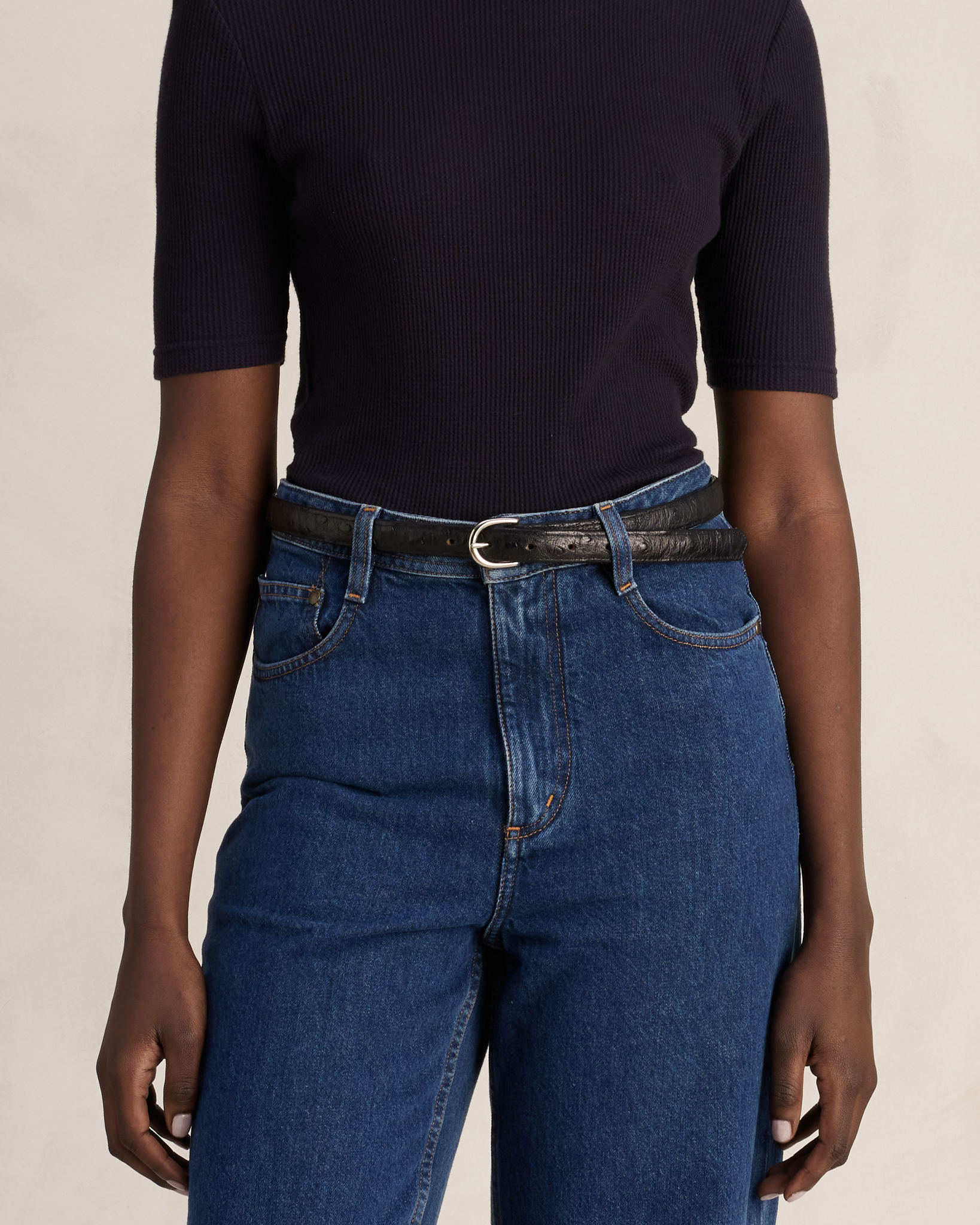 Ostrich Belt 20mm - Black | P Johnson