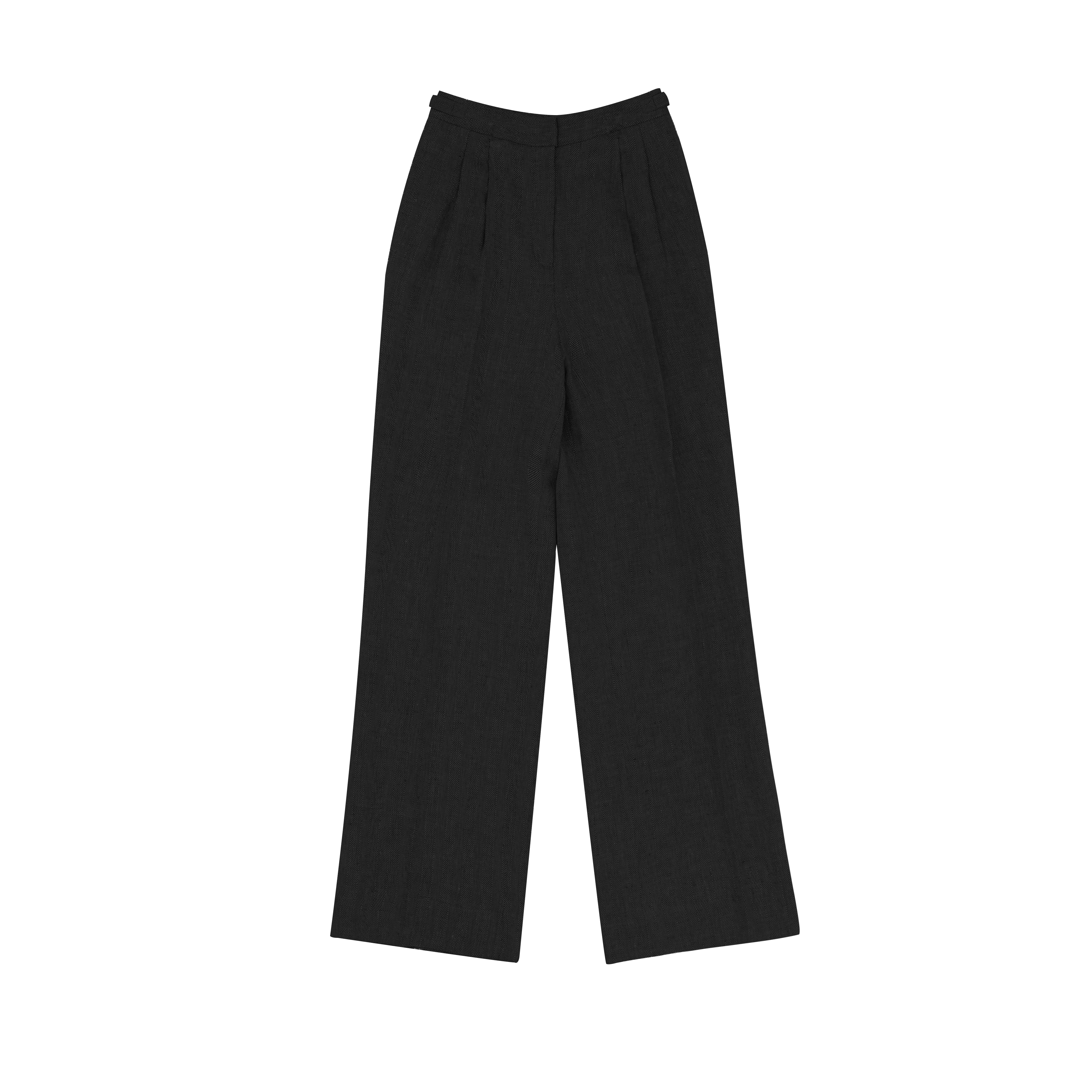 Black Herringbone Perriand Trousers | P Johnson