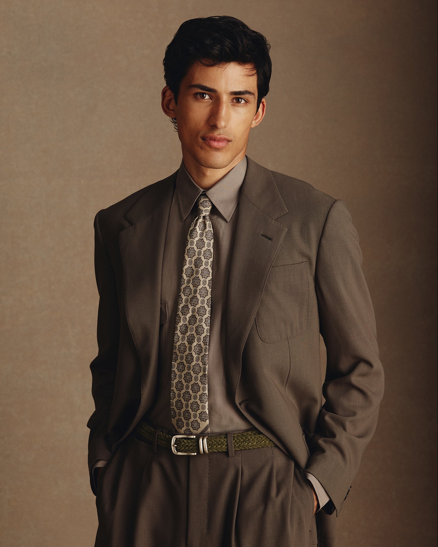 Paisley Bandana Tie - Taupe