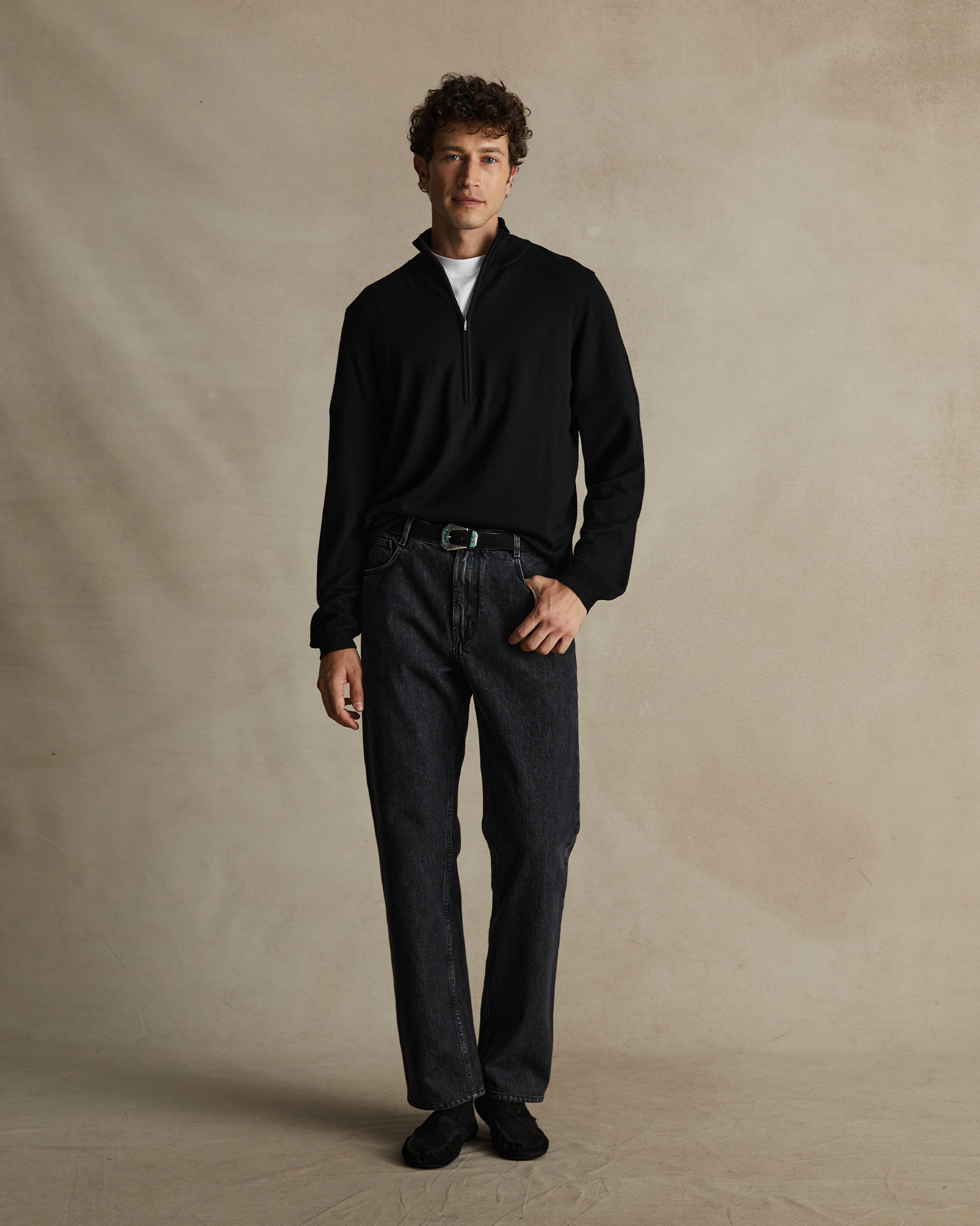 Merino Quarter Zip - Black | P Johnson
