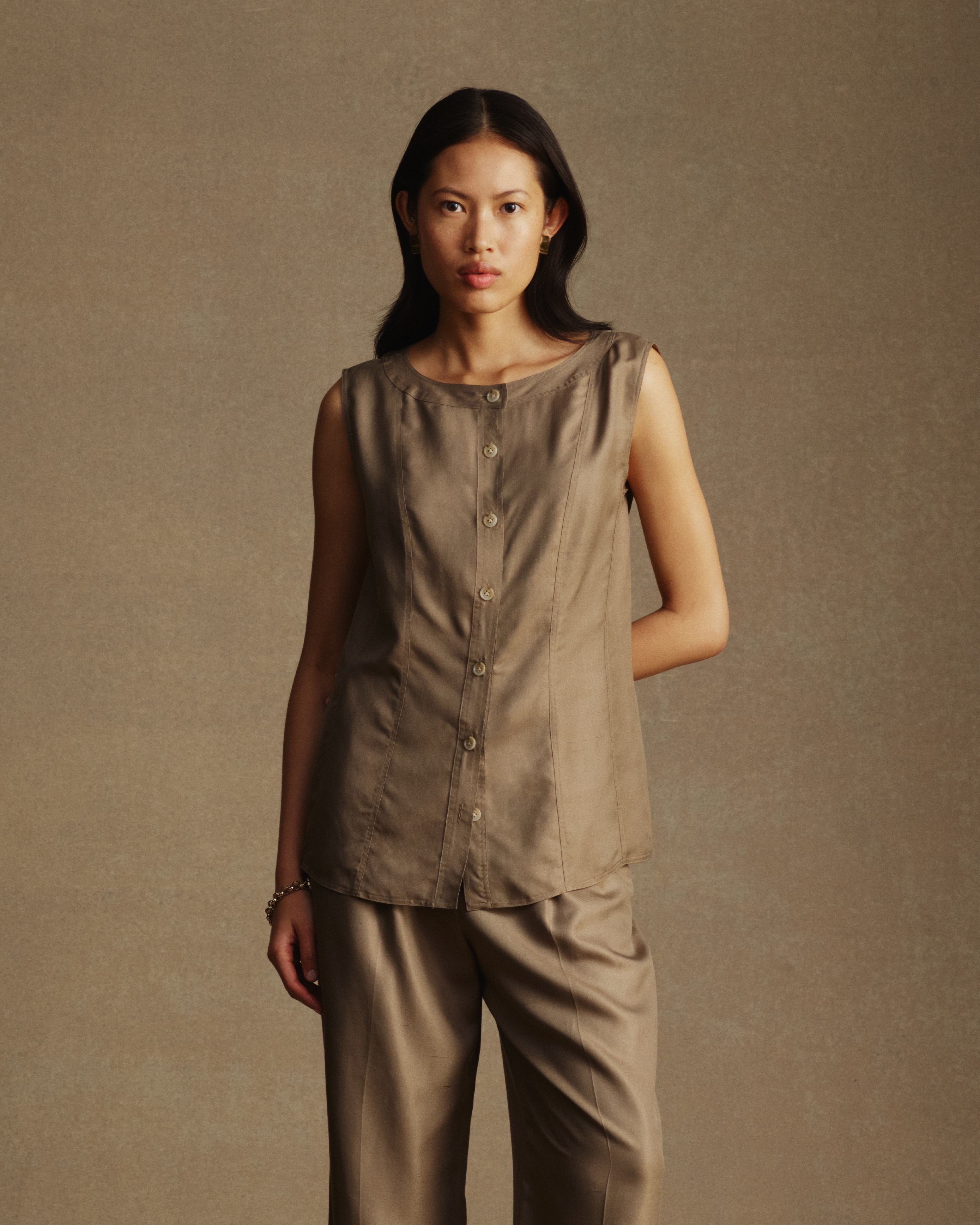 Bodice Top - Taupe Dupioni