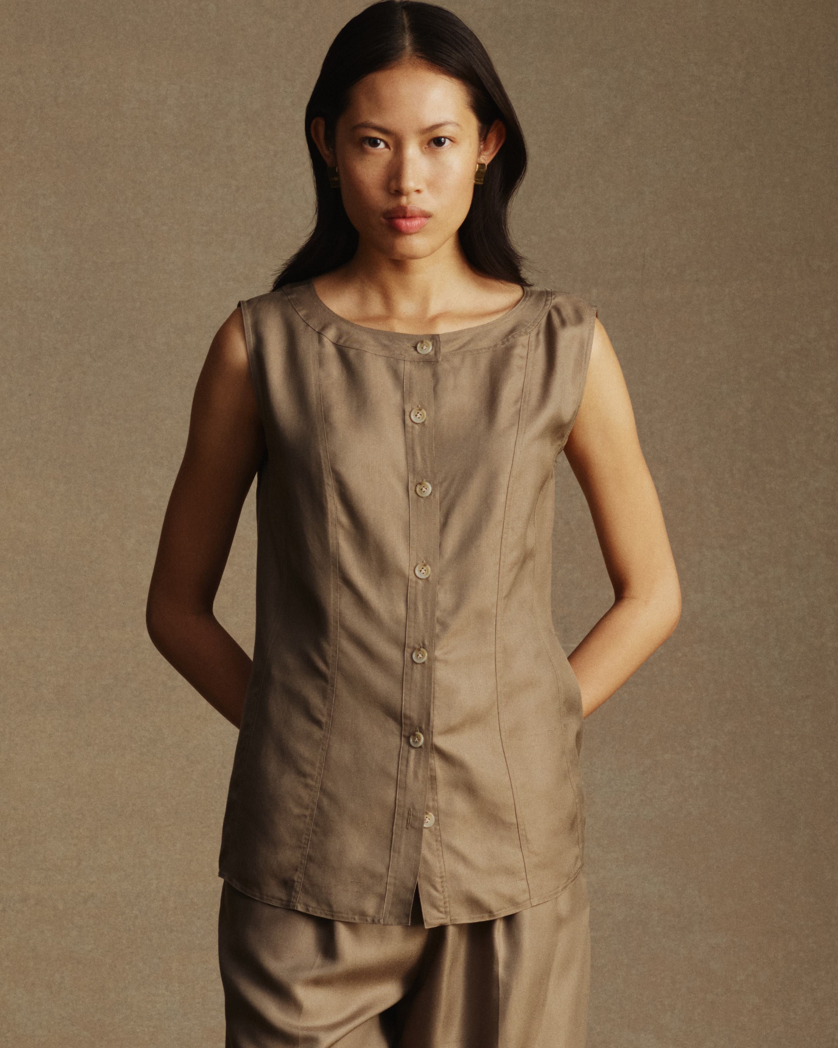 Bodice Top - Taupe Dupioni