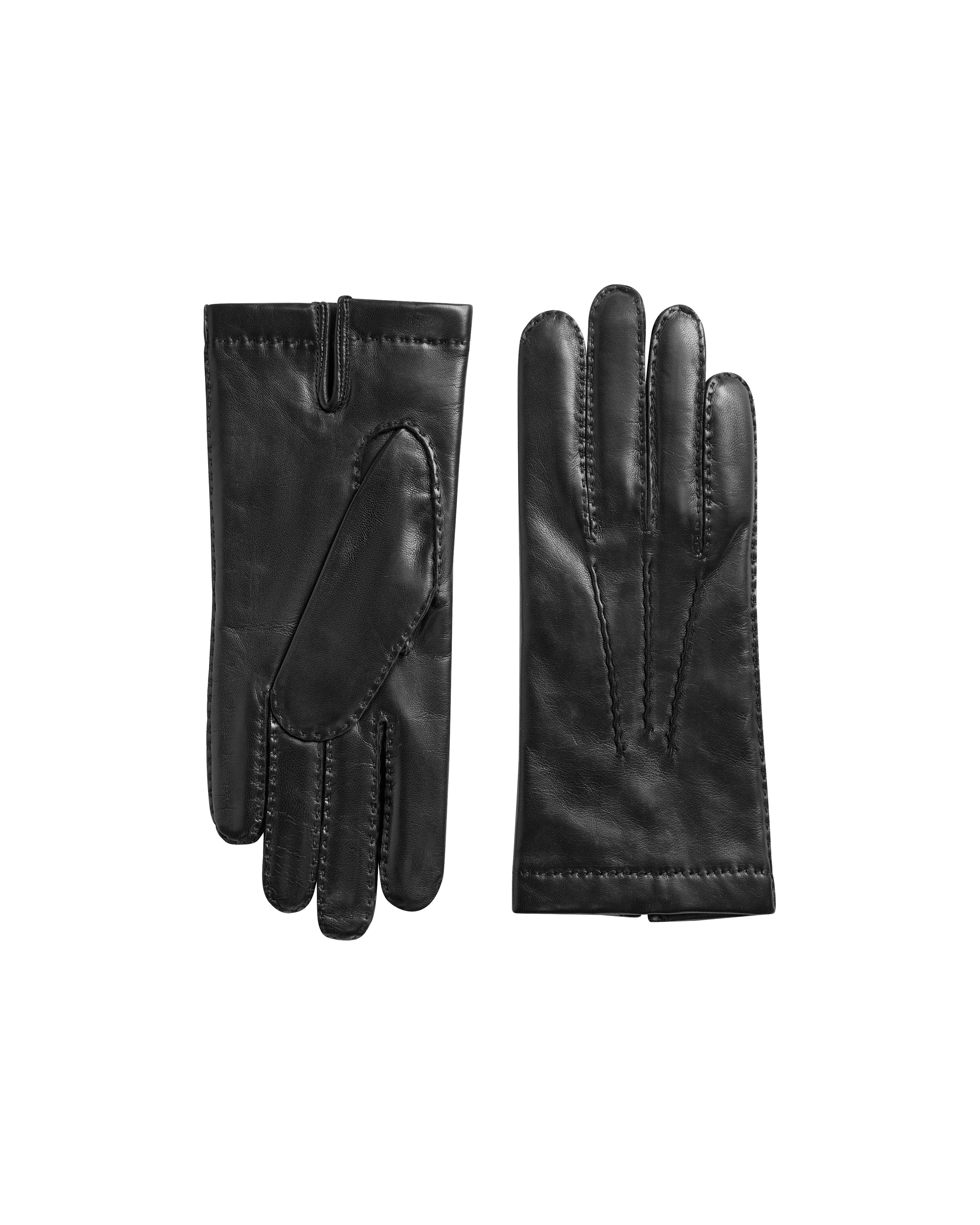 Cashmere Lined Costello Leather Gloves - Black