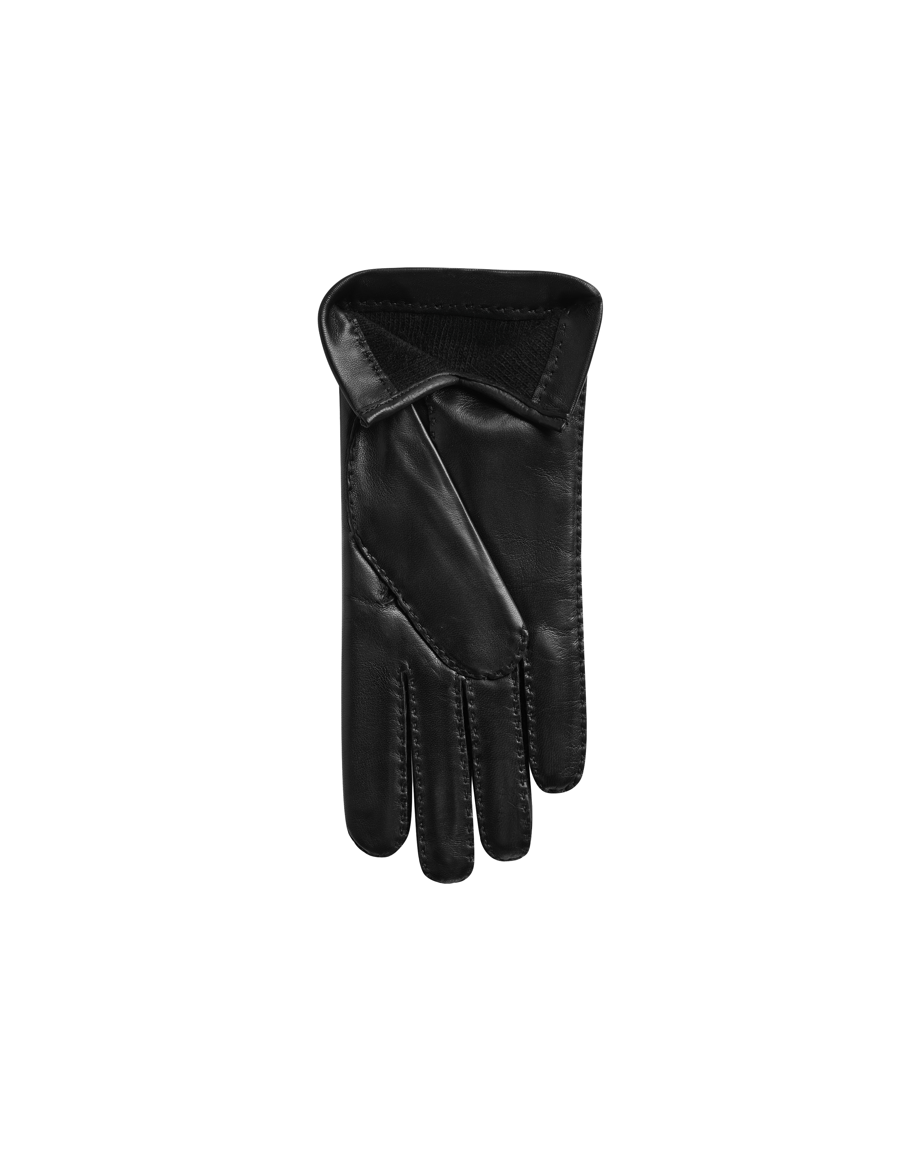Cashmere Lined Costello Leather Gloves - Black
