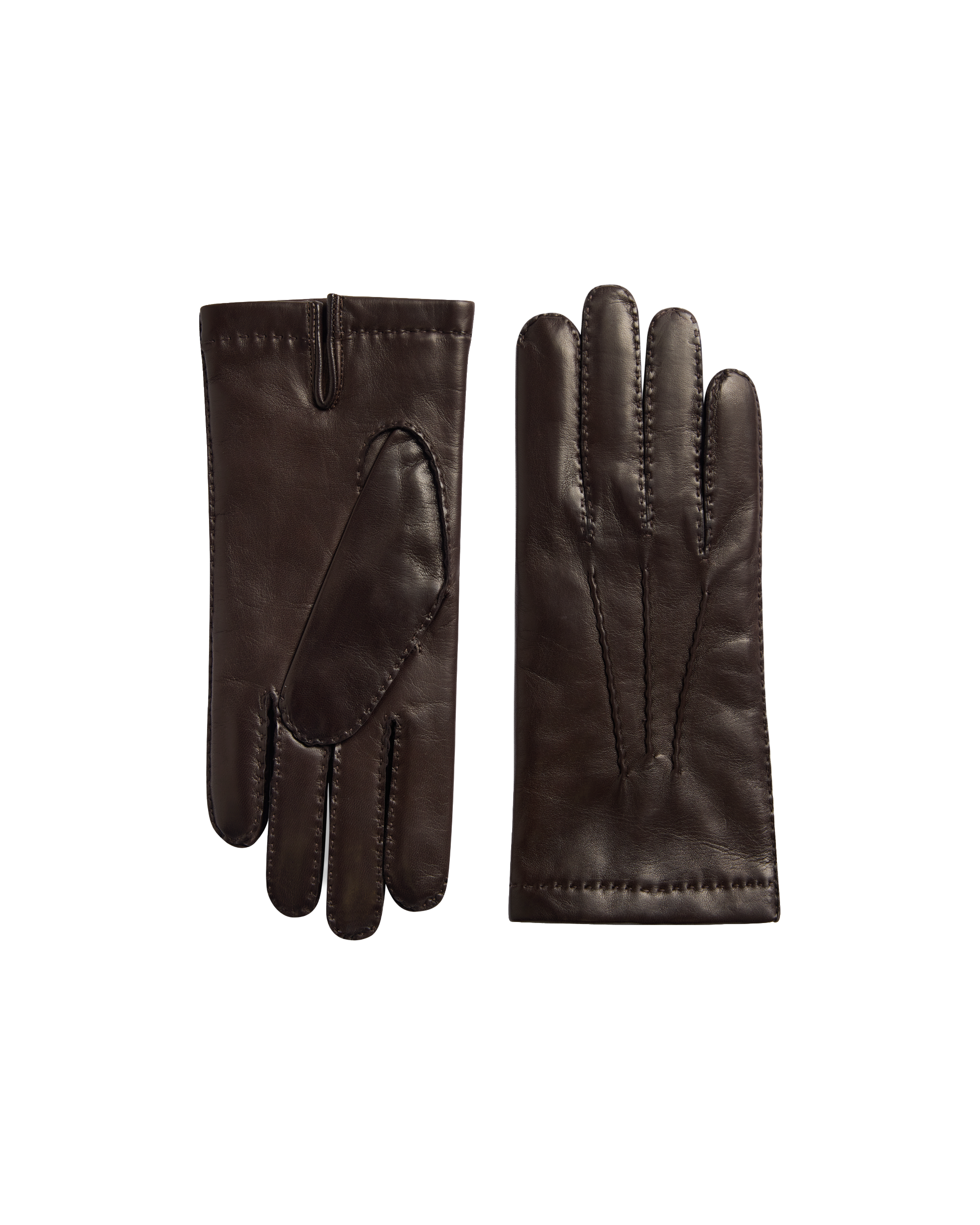 Cashmere Lined Costello Leather Gloves - Chocolate