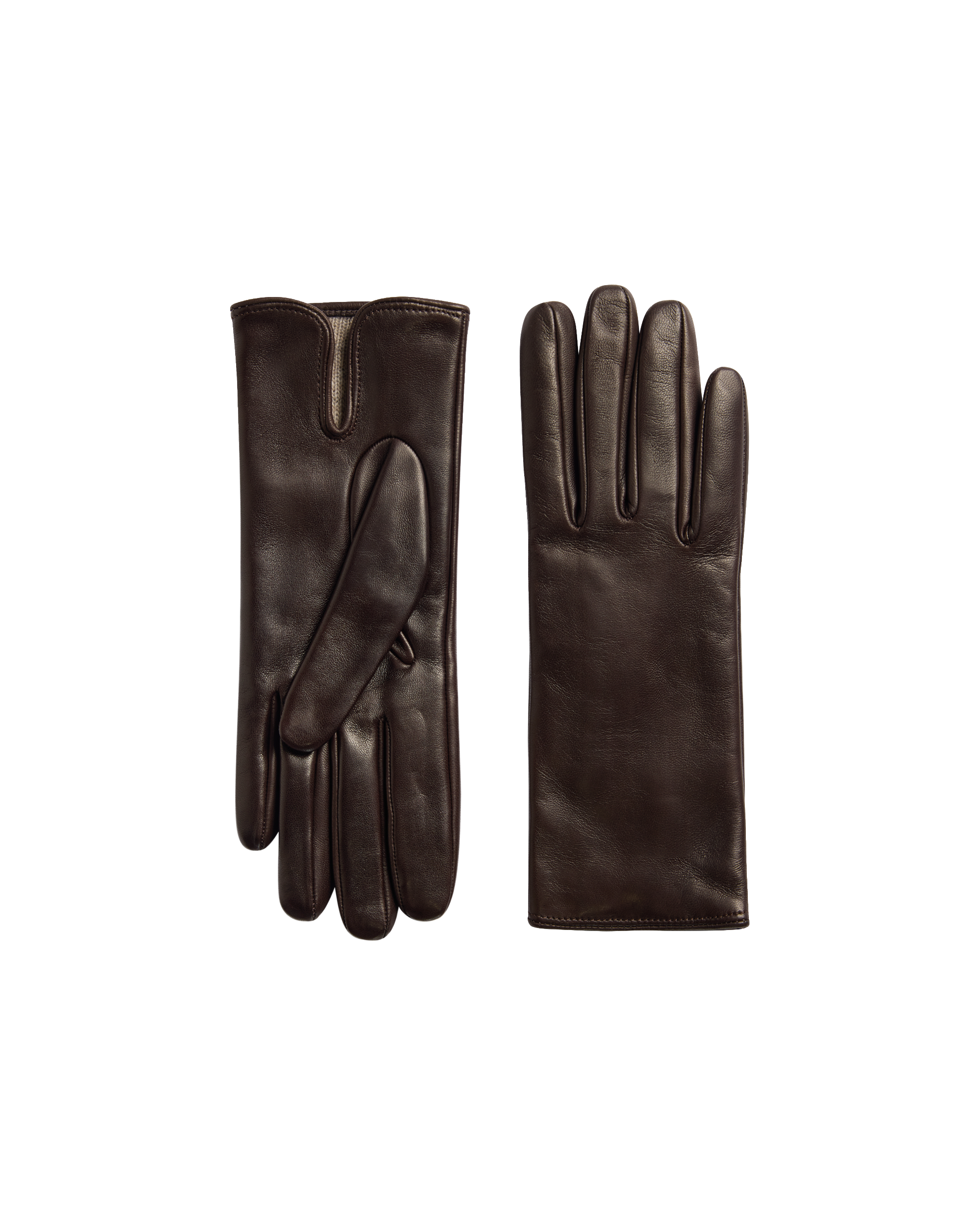 Cashmere Lined Grace Leather Gloves - Chocolate