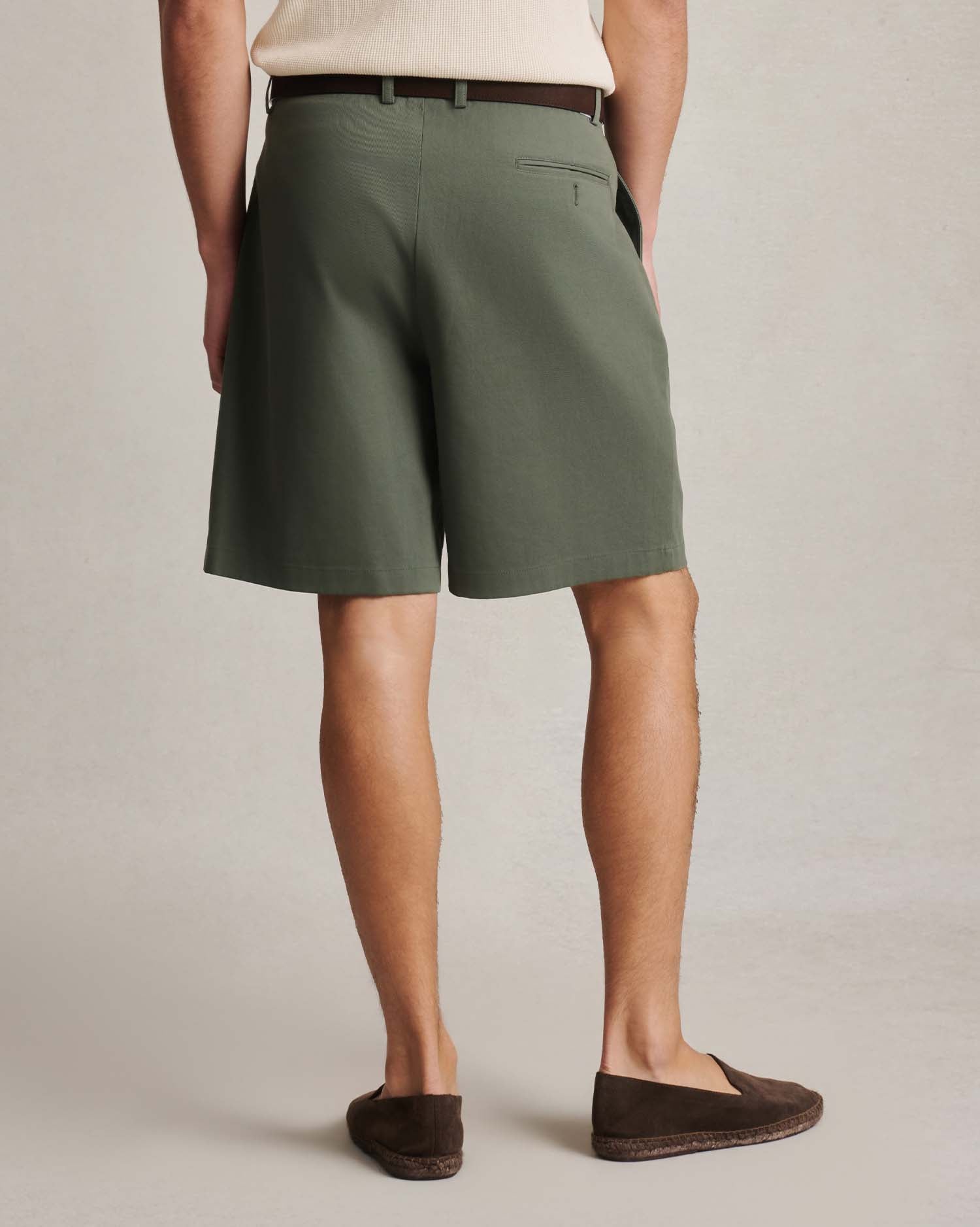Double Pleated Chino Shorts - Sage Green