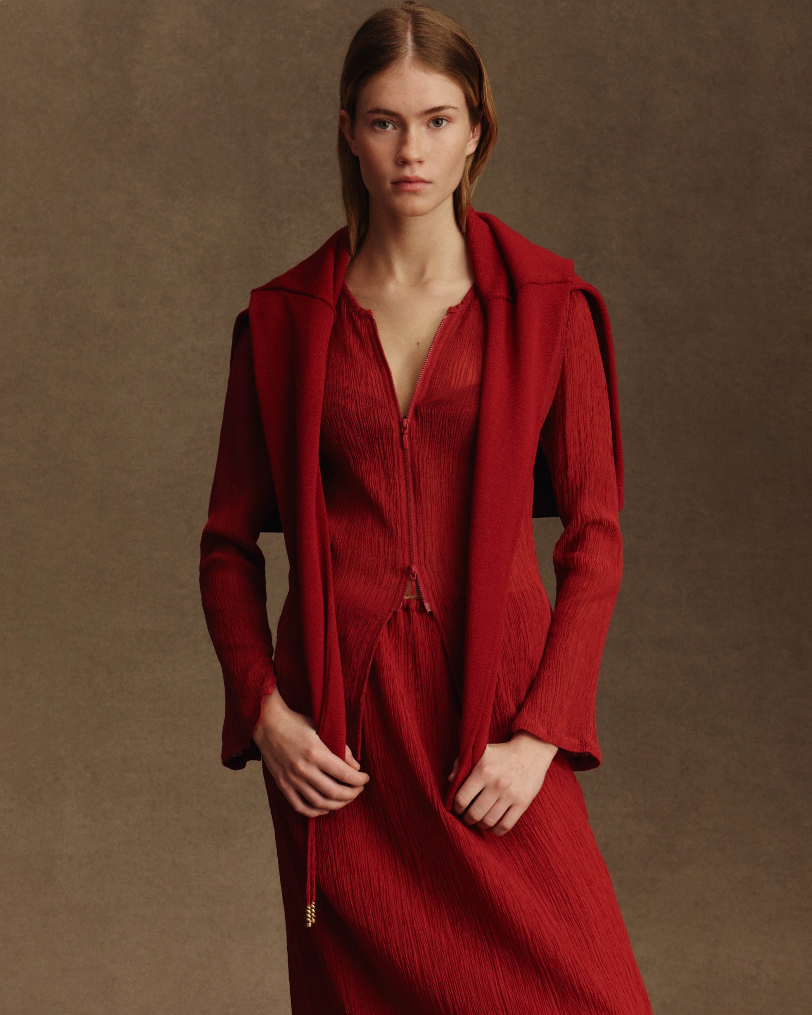 Clara Zip Top - Scarlet
