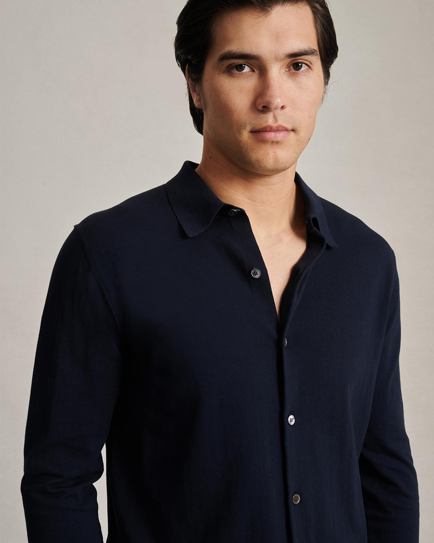 Ice Cotton Shirt  - Navy