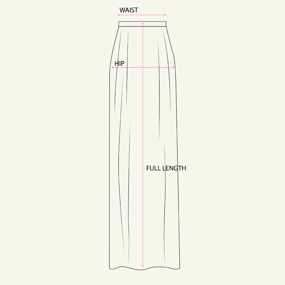 Kahlo Skirt - Navy Dupioni measurements