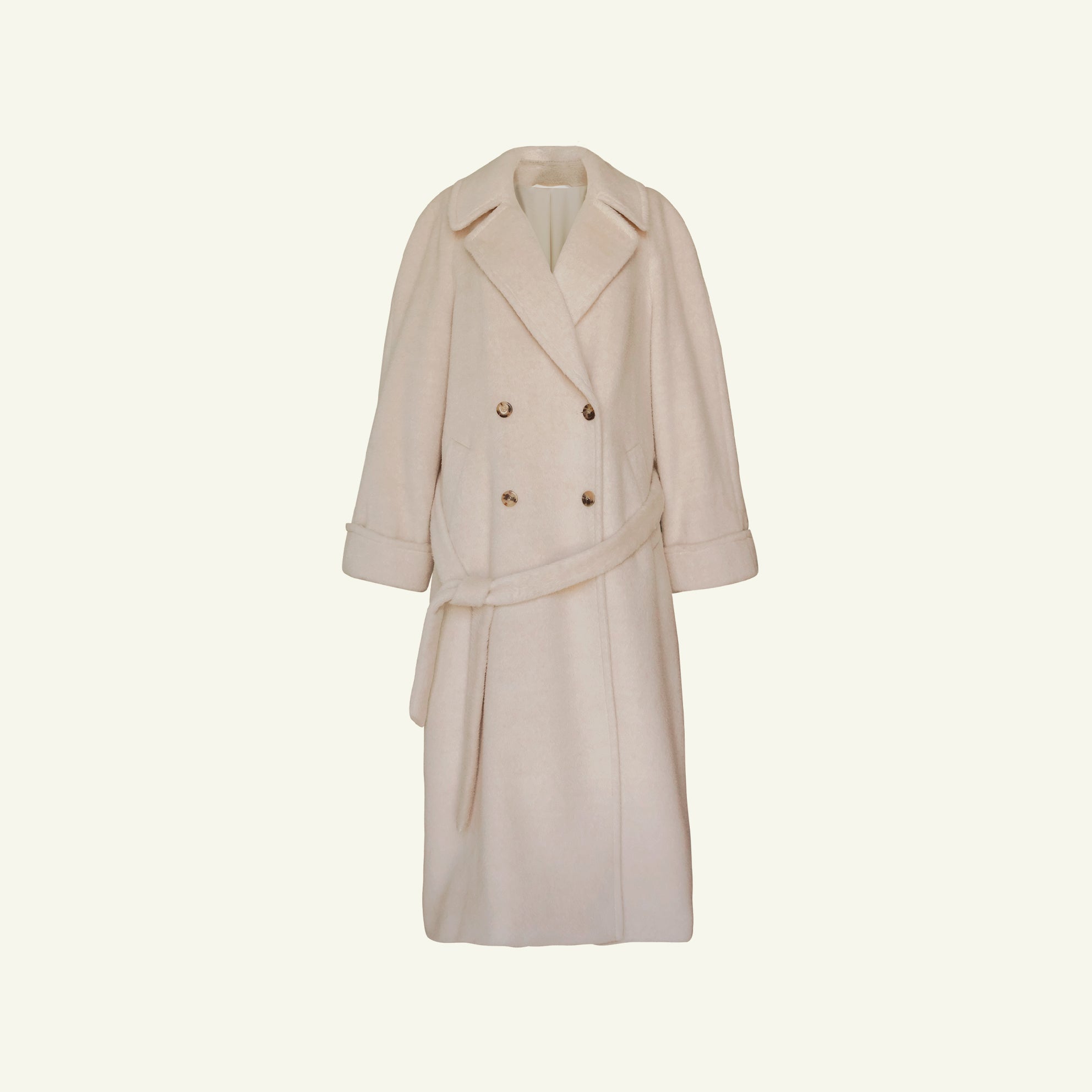 Double Breasted Raglan Overcoat - Gesso Cream | P Johnson