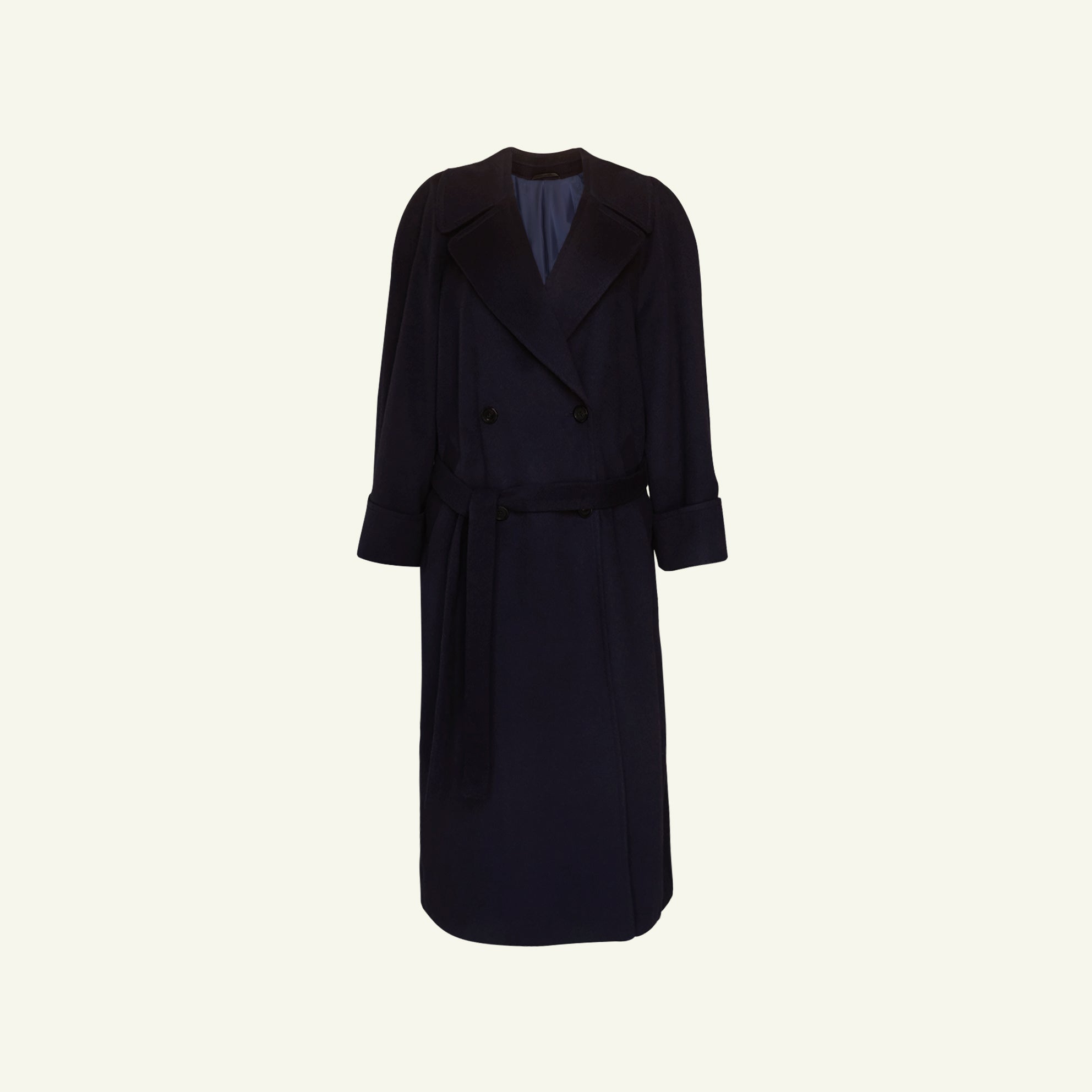 Double Breasted Raglan Overcoat - Navy | P Johnson