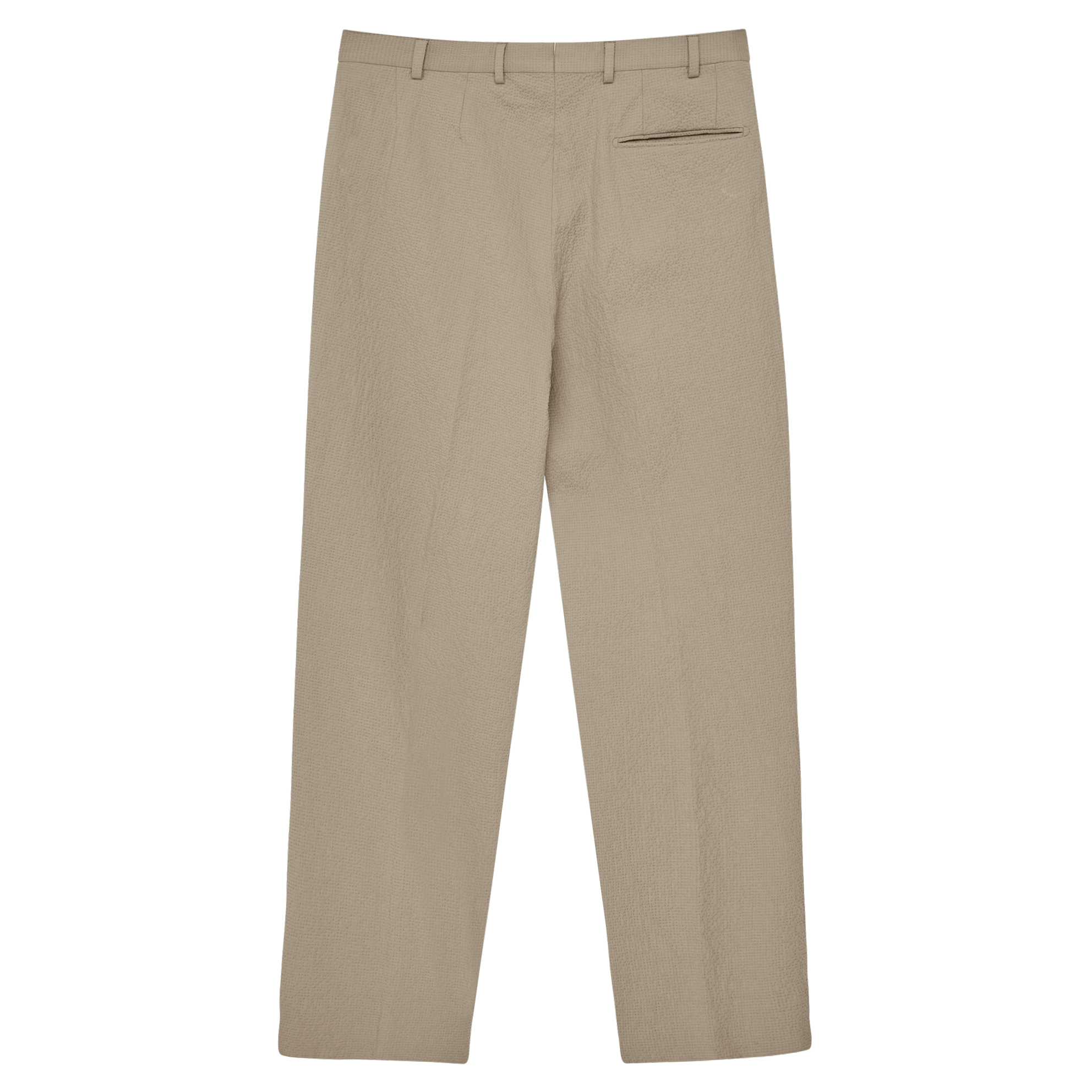 Double Pleated Trousers - Taupe Seersucker