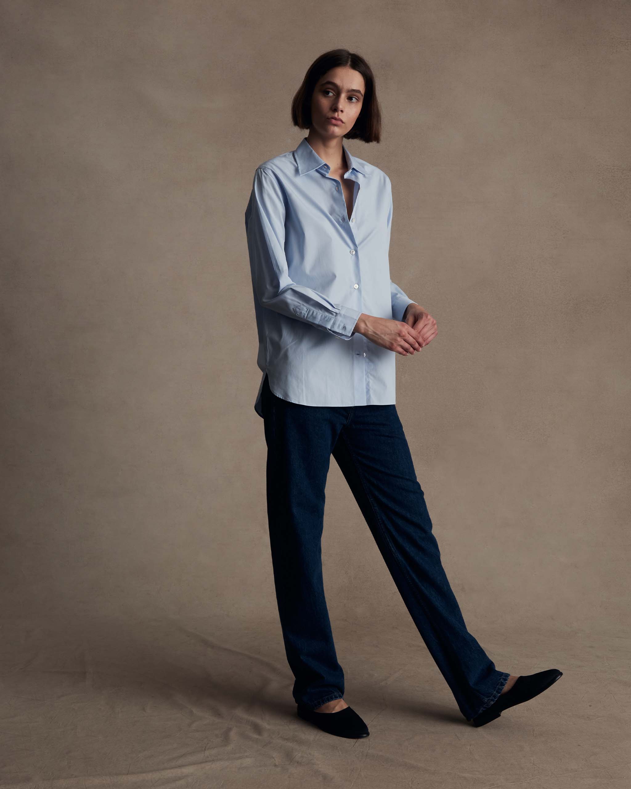 Classic Shirt - Mid Blue Poplin | P Johnson
