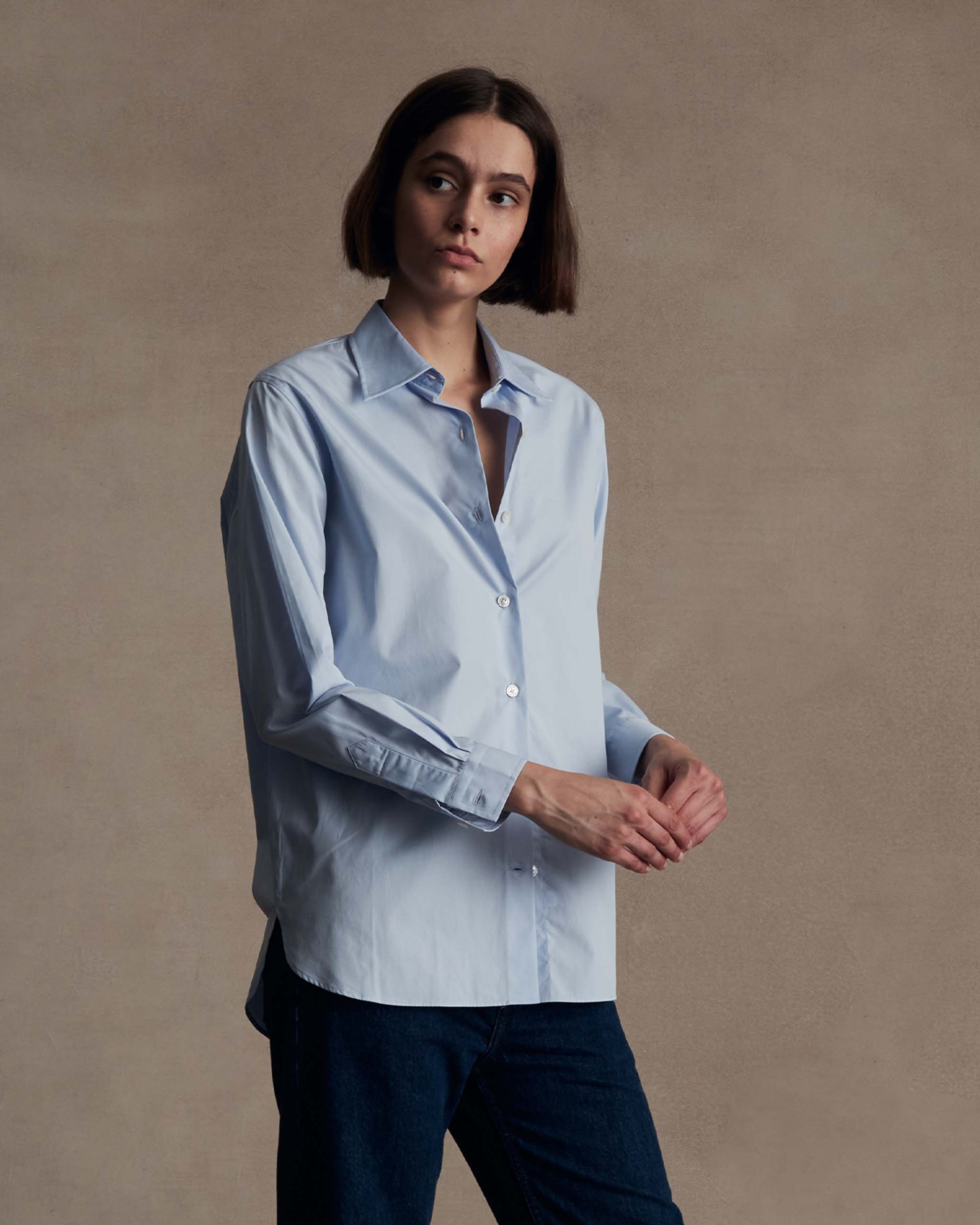 Classic Shirt - Mid Blue Poplin | P Johnson