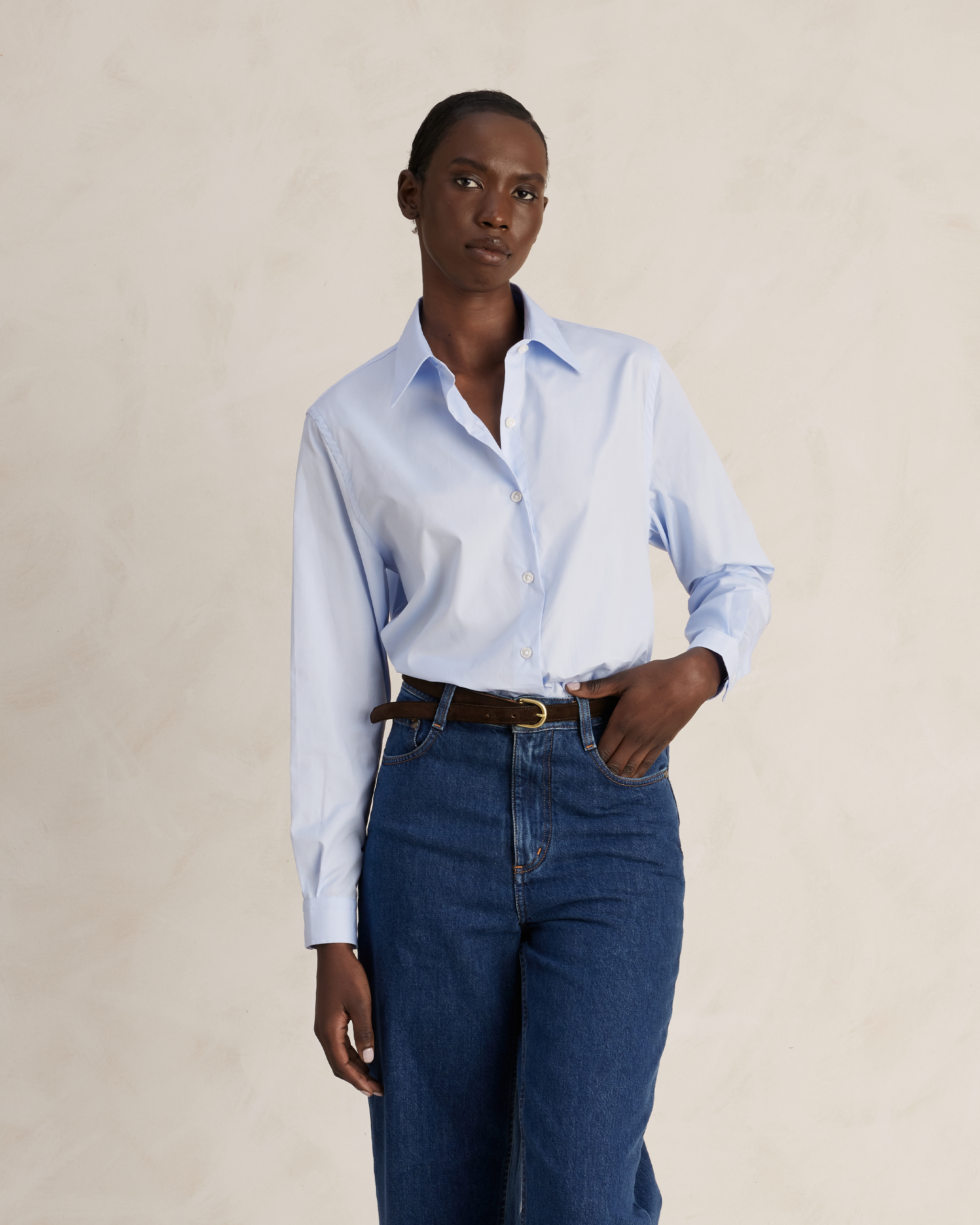 Classic Shirt - Mid Blue Poplin | P Johnson