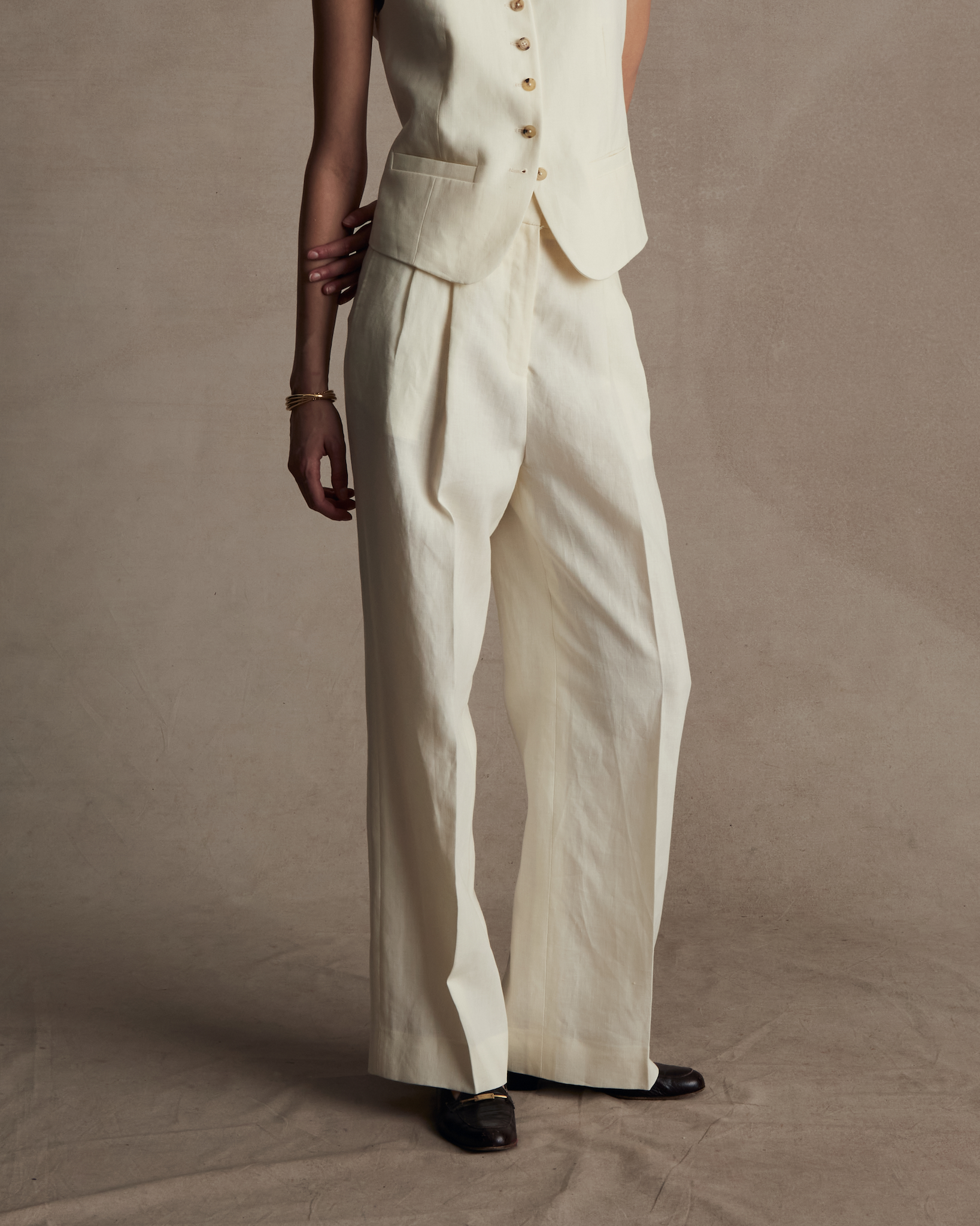 Off White Linen Perriand Trousers | P Johnson