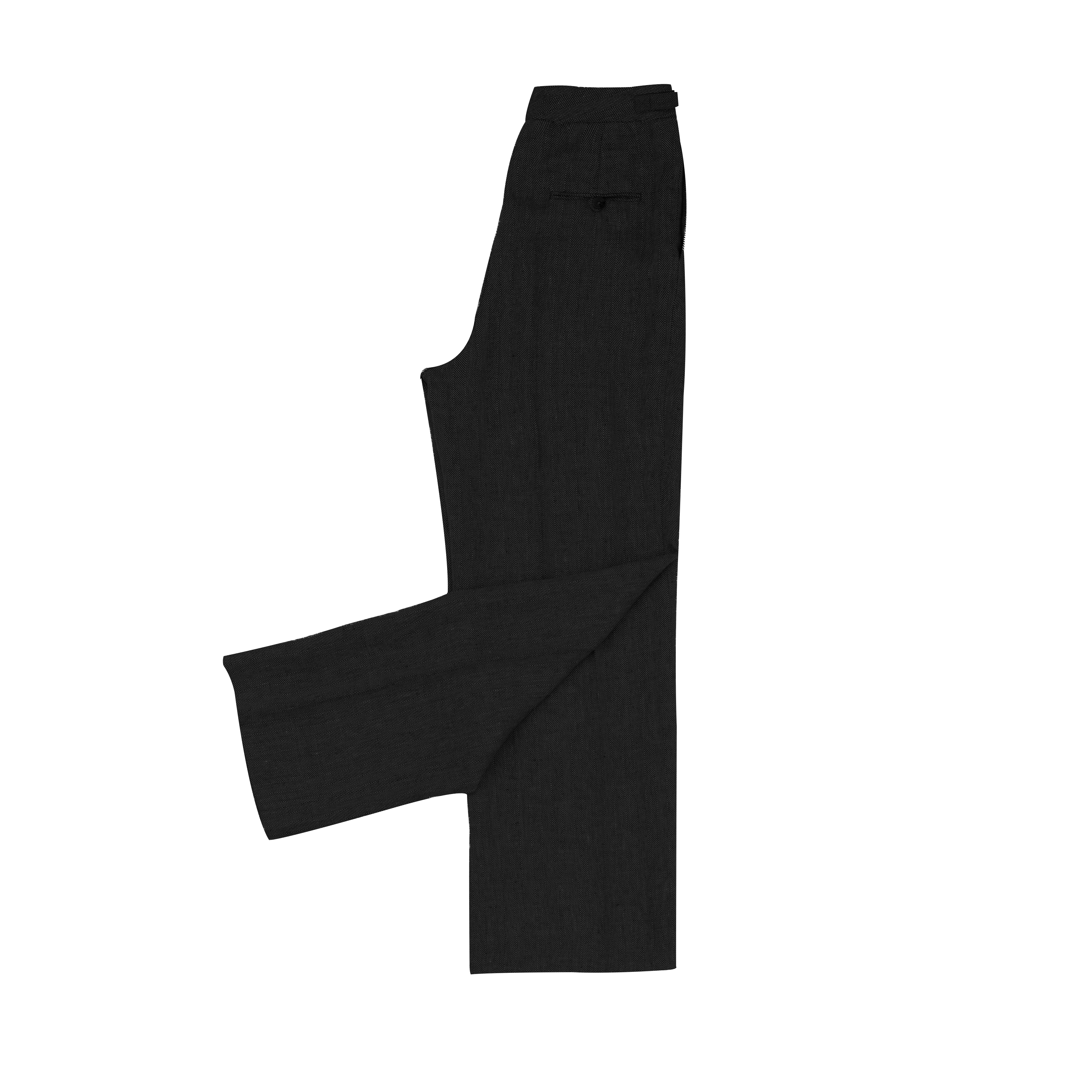 Black Herringbone Perriand Trousers | P Johnson