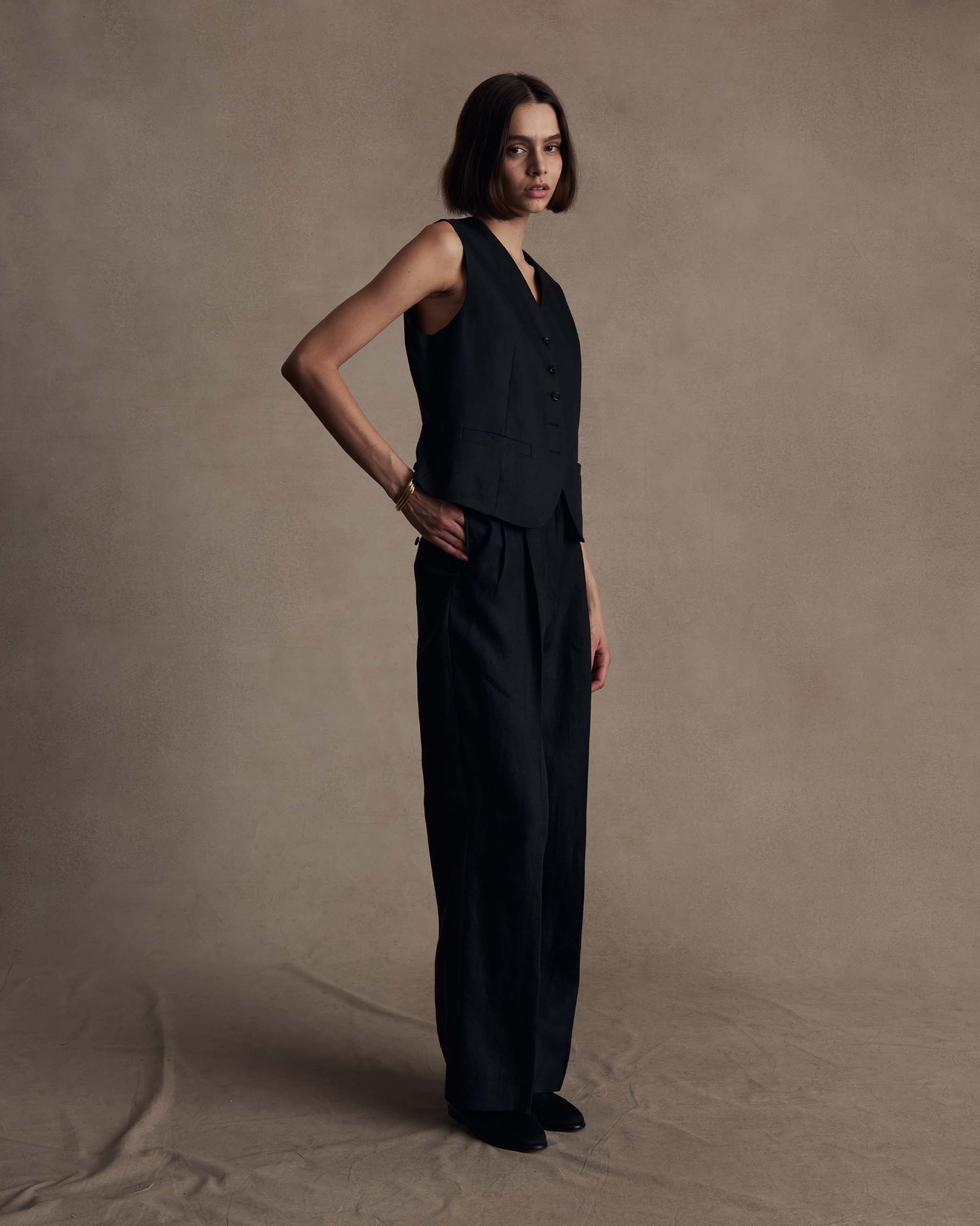 Black Herringbone Waistcoat | P Johnson