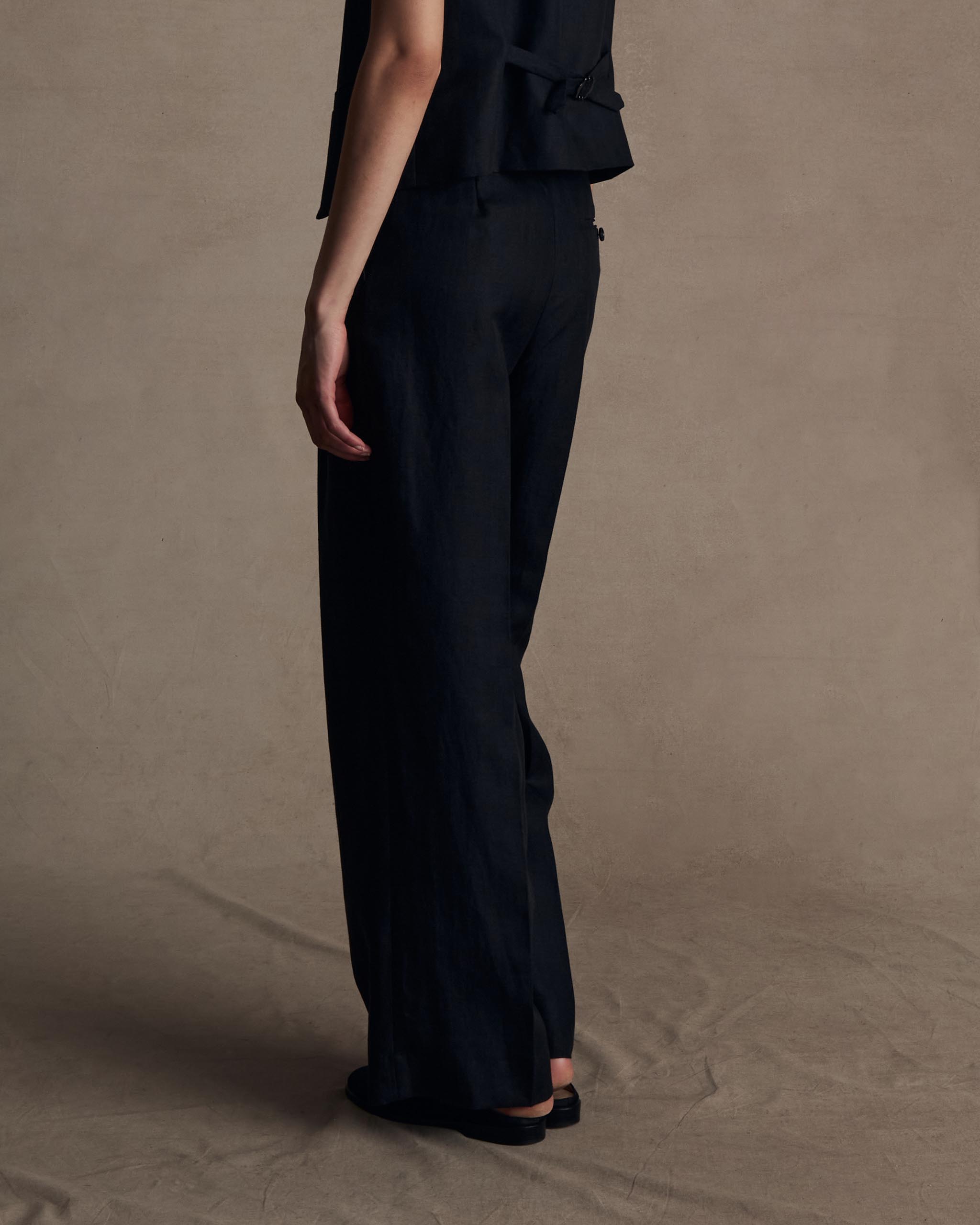 Black Herringbone Perriand Trousers | P Johnson