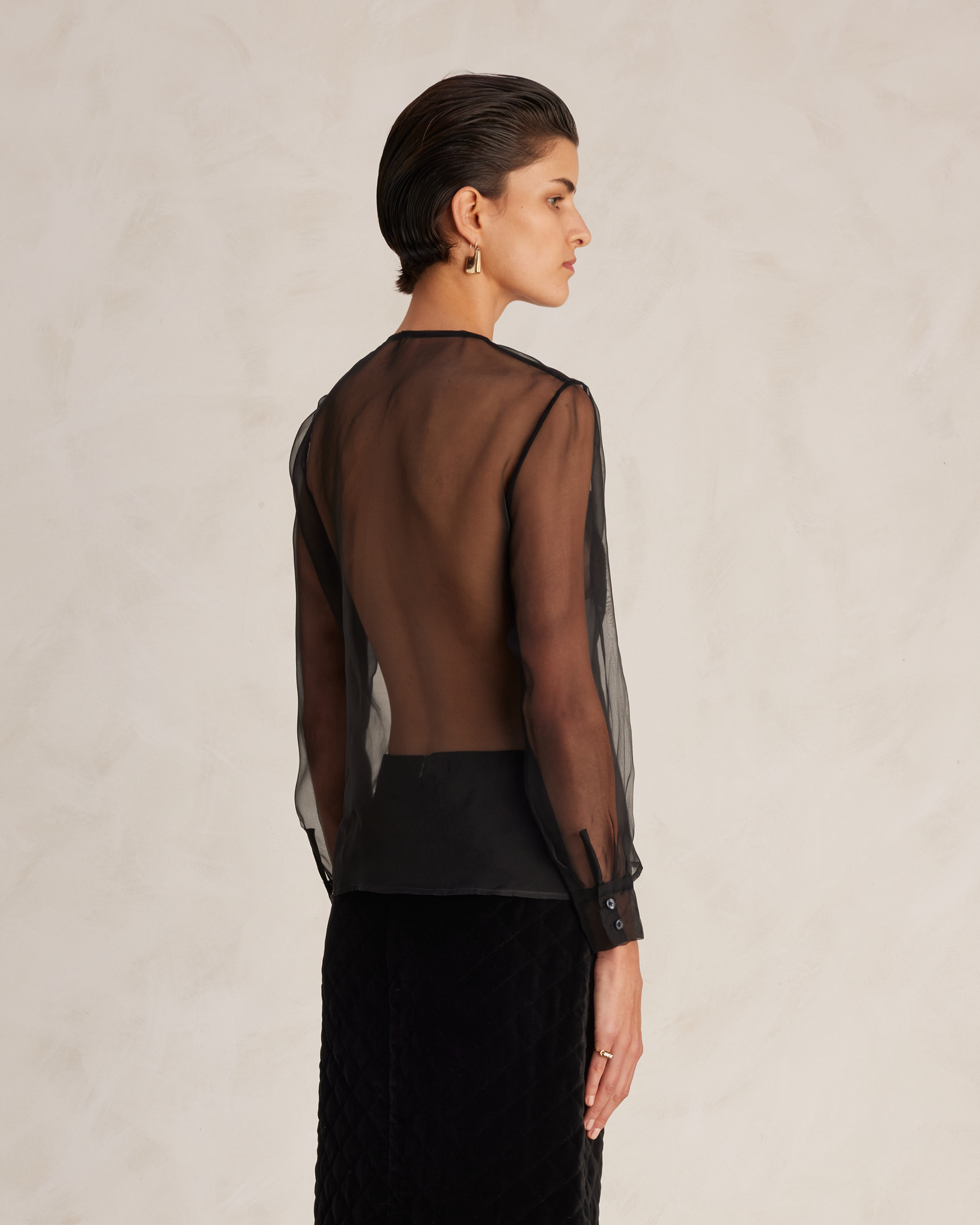 Black Silk Organza Inès Shirt | P Johnson