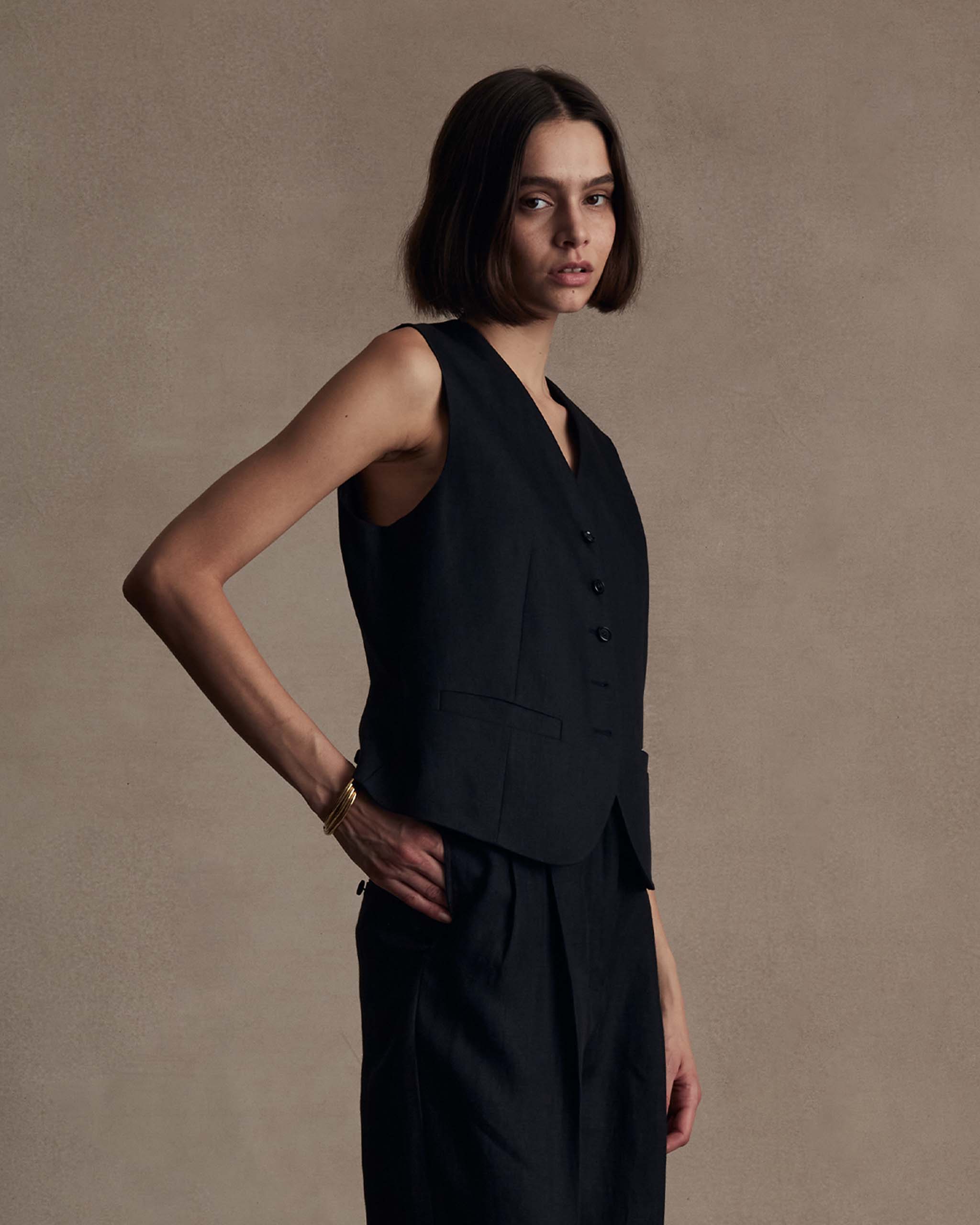 Black Herringbone Waistcoat | P Johnson