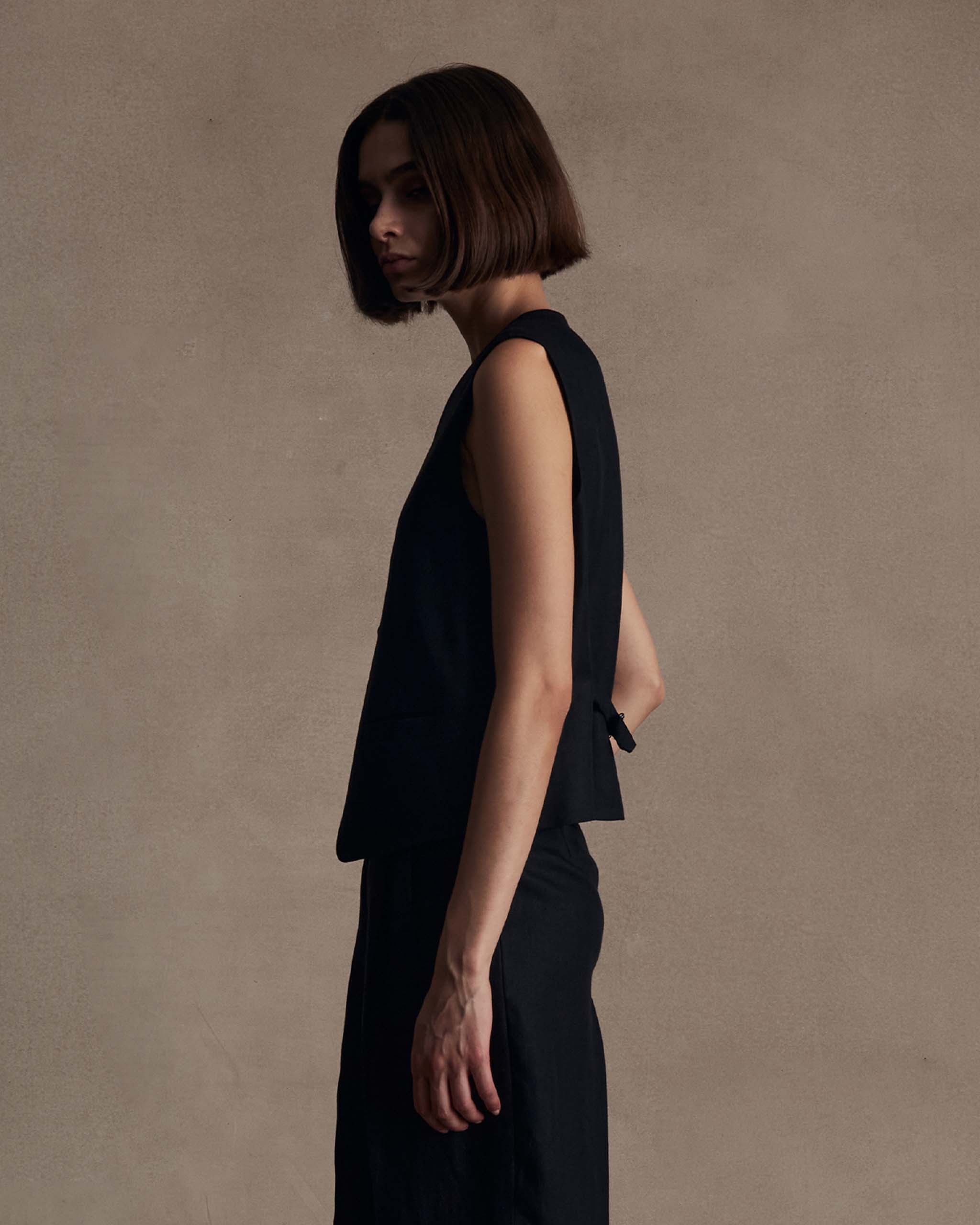 Black Herringbone Waistcoat | P Johnson