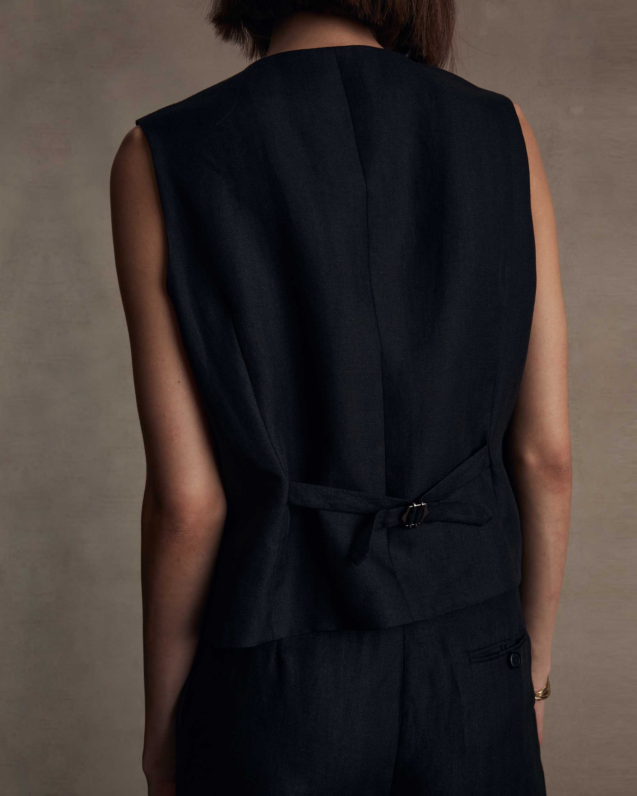 Black Herringbone Waistcoat | P Johnson