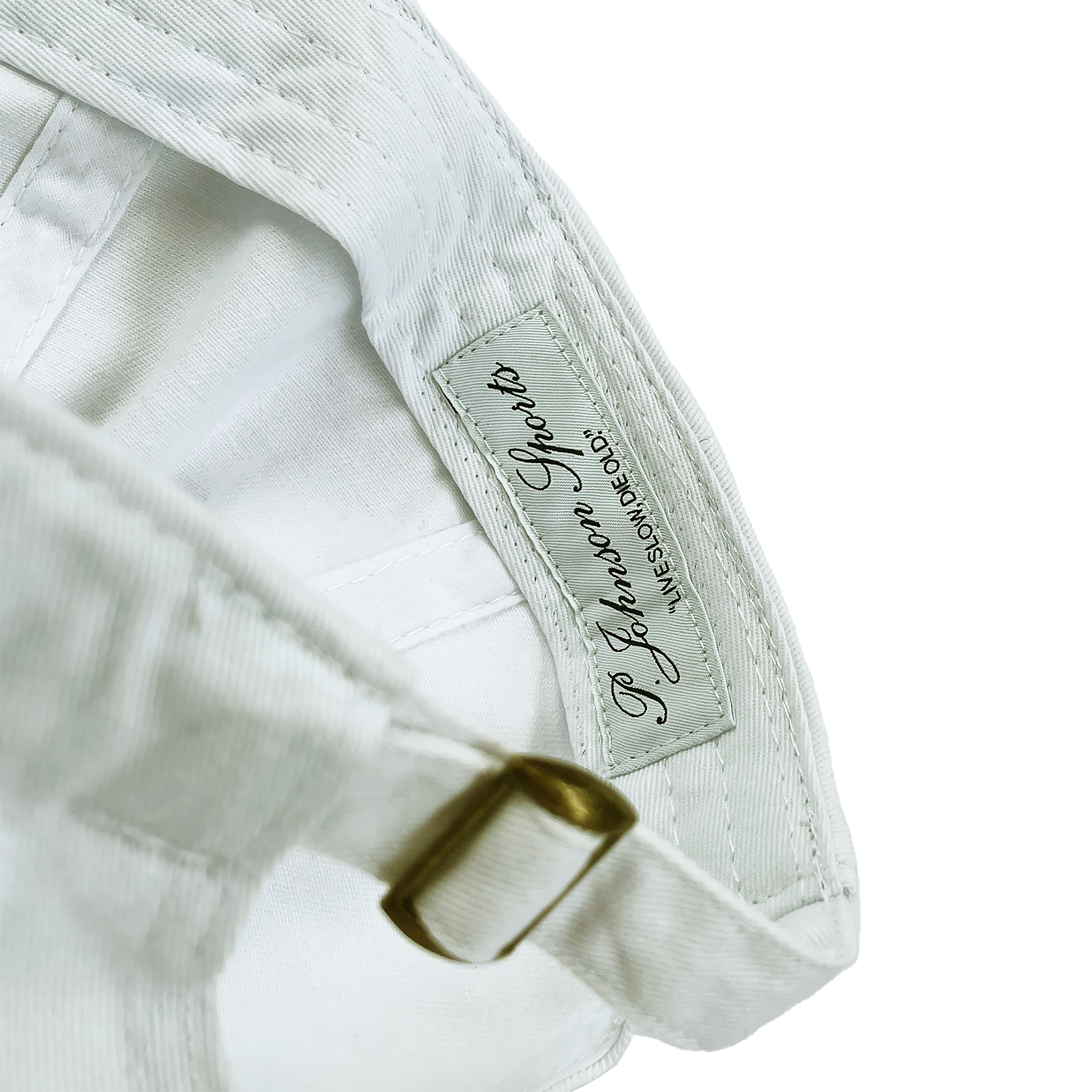 P Johnson White Serif Dad Cap