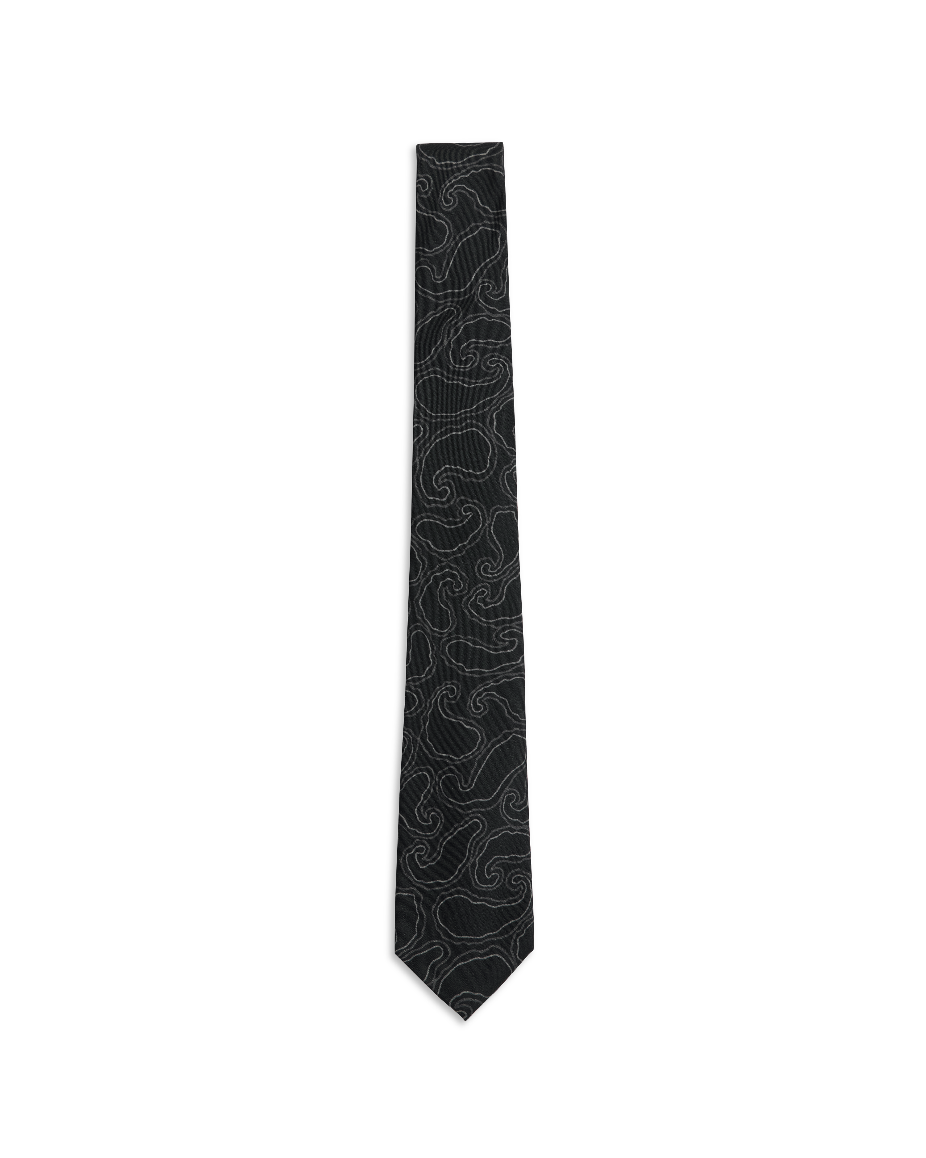Hand Drawn Paisley Tie - Black