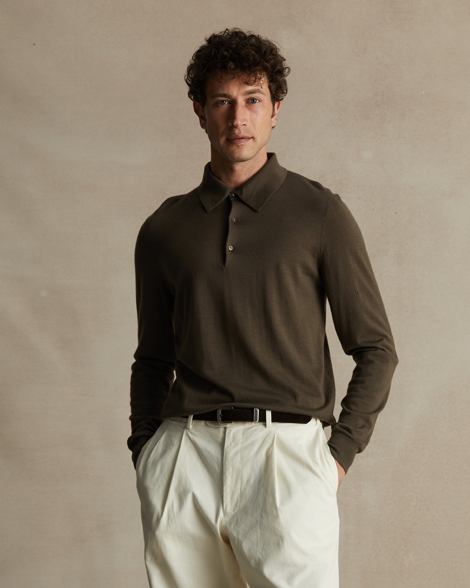 Merino Polo - Moss | P Johnson
