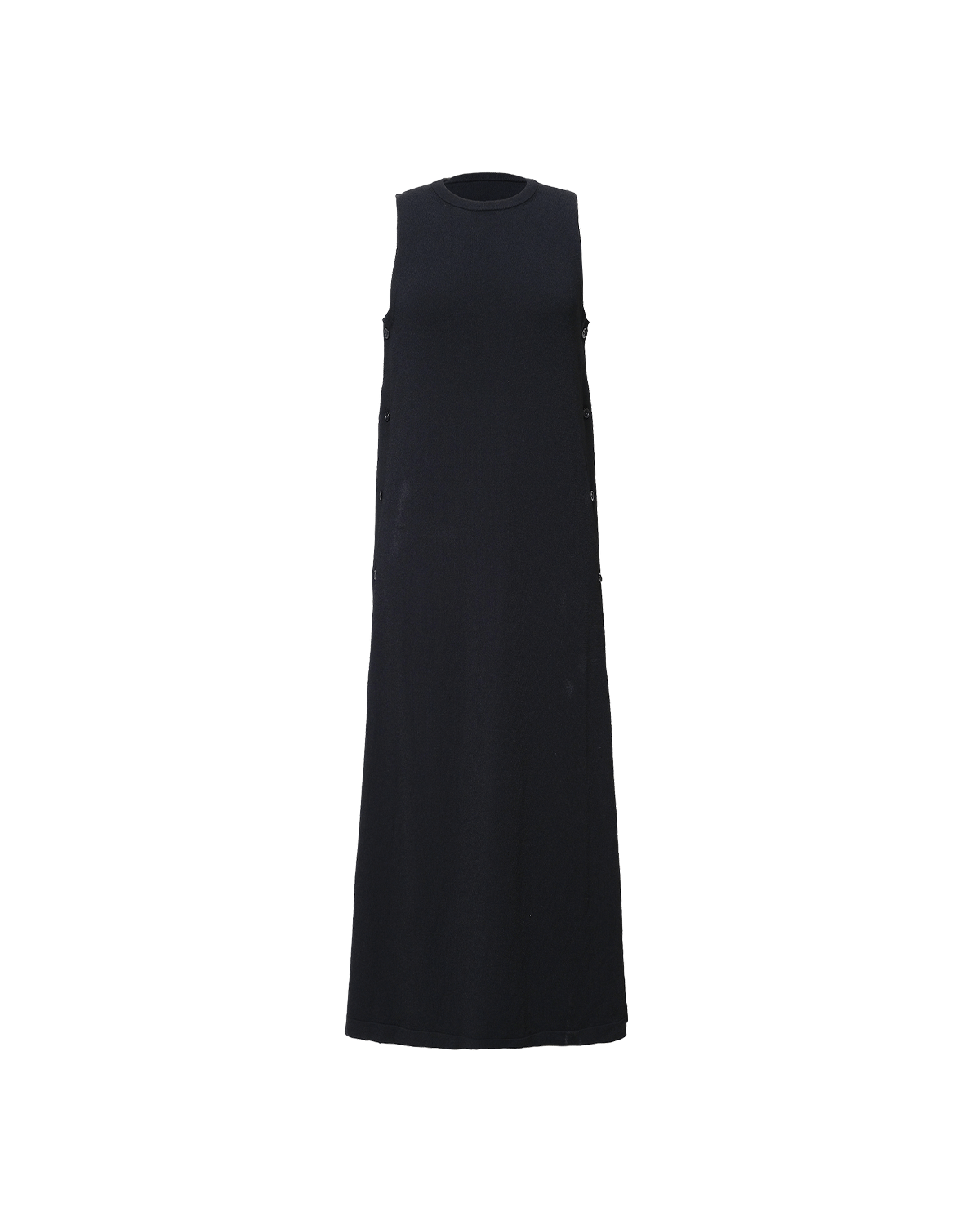 Crepe Knit Button Dress - Black