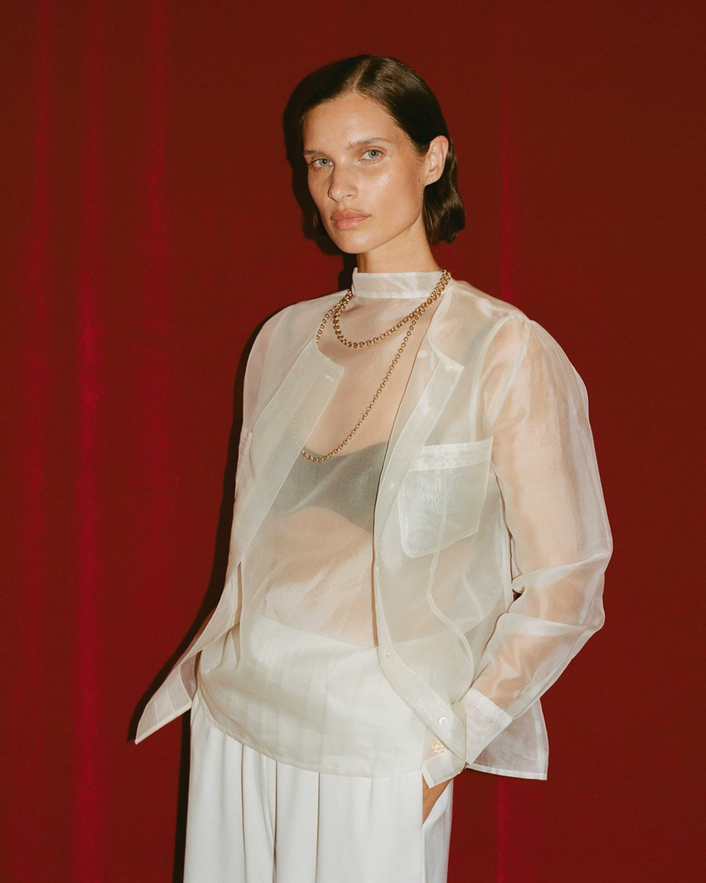 White Silk Organza Inès Shirt | P Johnson