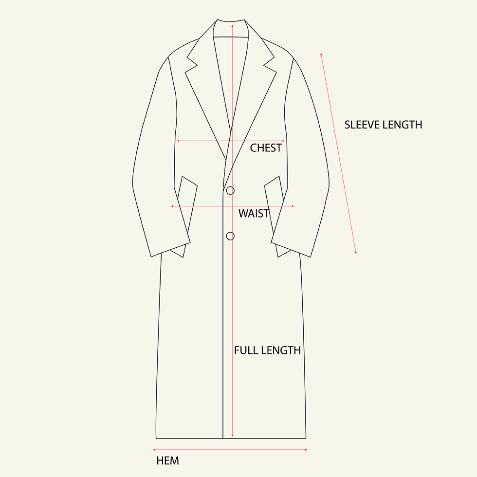 Black Wool Trench Coat measurements
