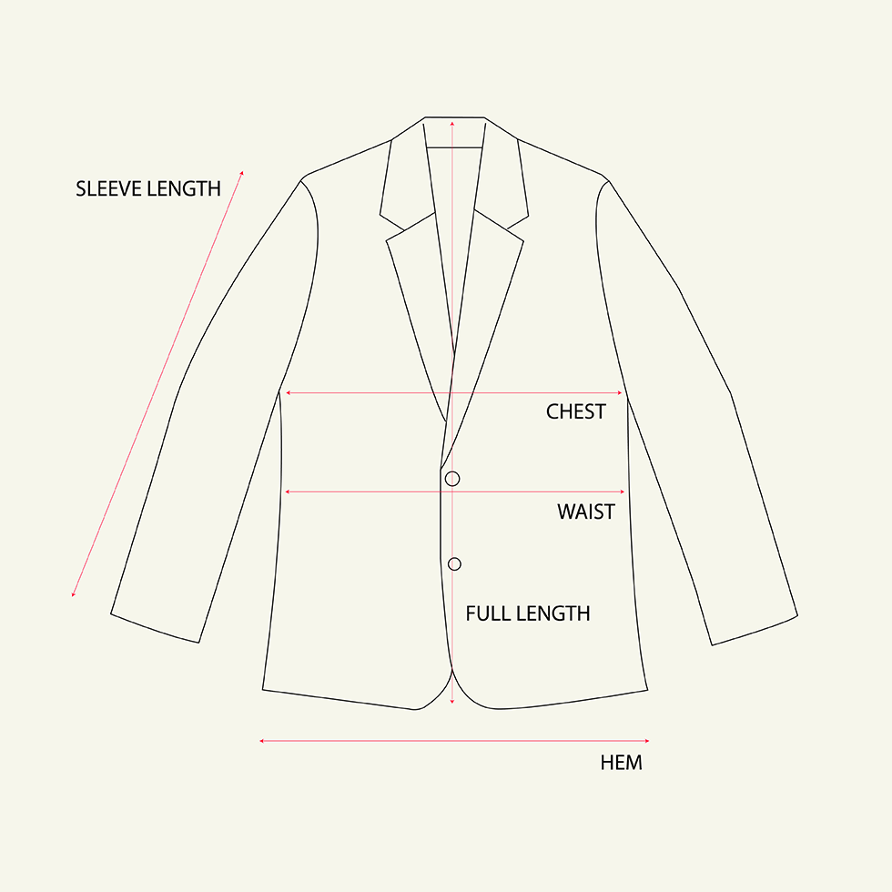 Slack Jacket - Navy Seersucker measurements