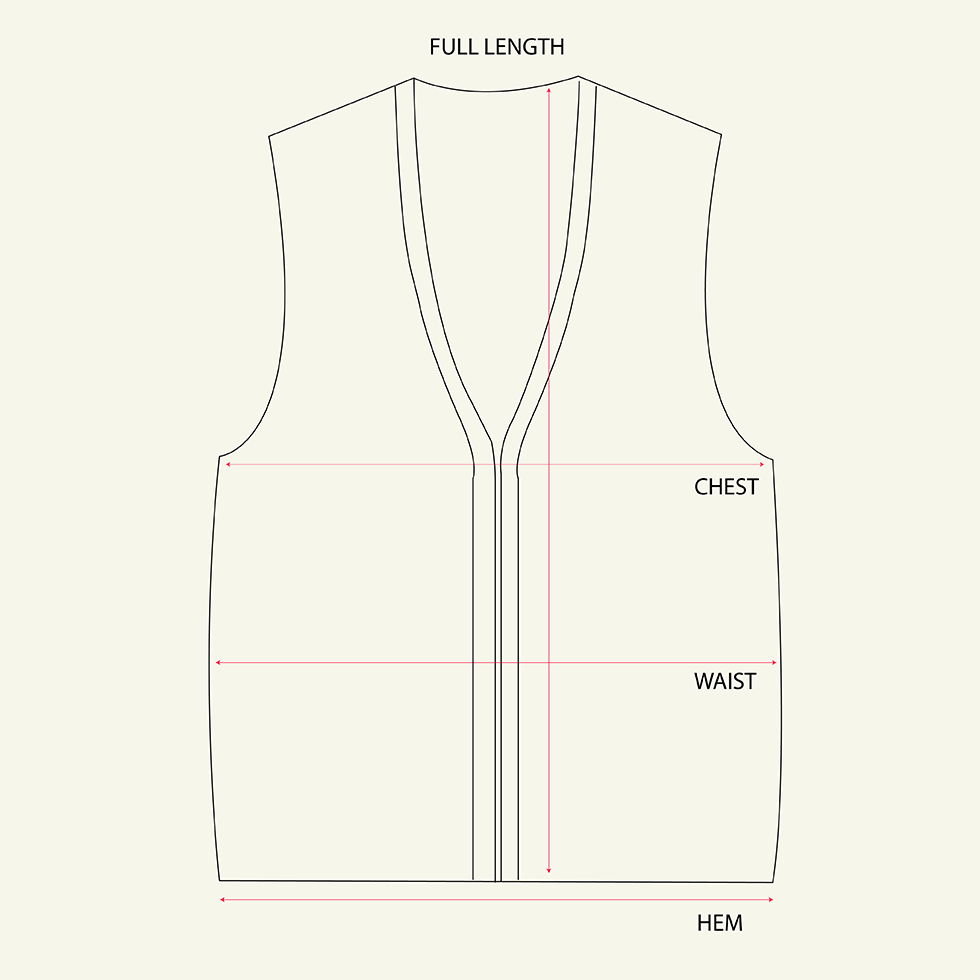 Navy Merino Ribbed Vest measurements