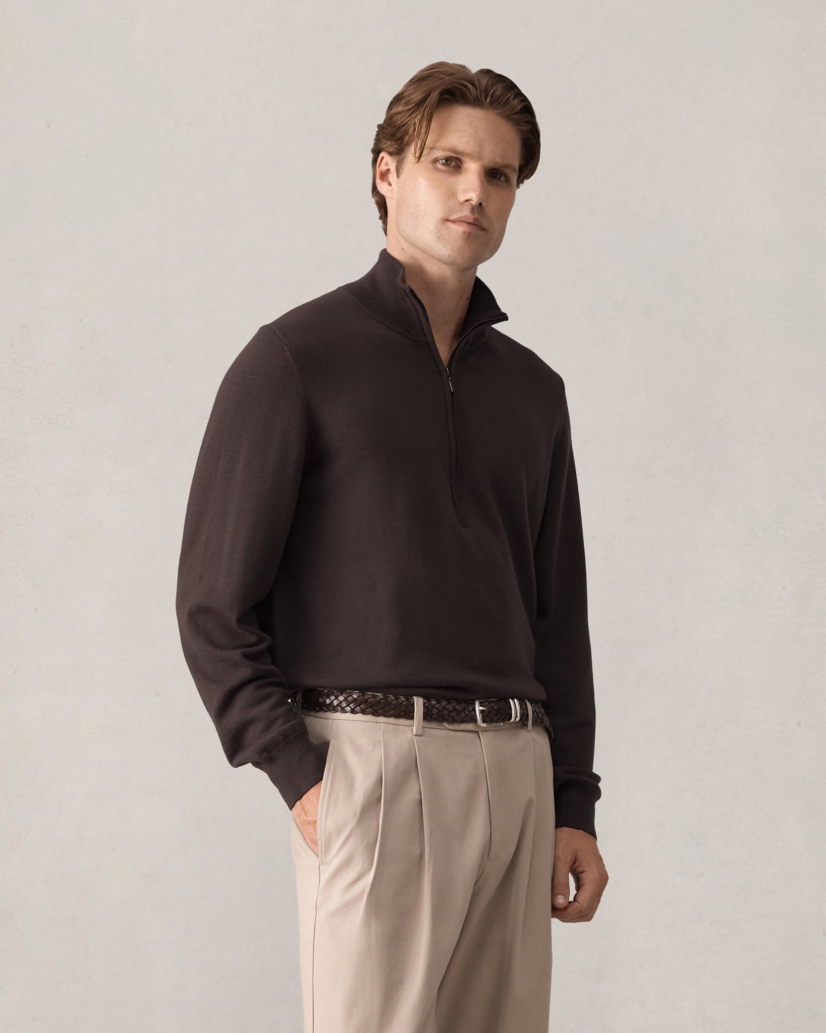 Merino Quarter Zip - Espresso
