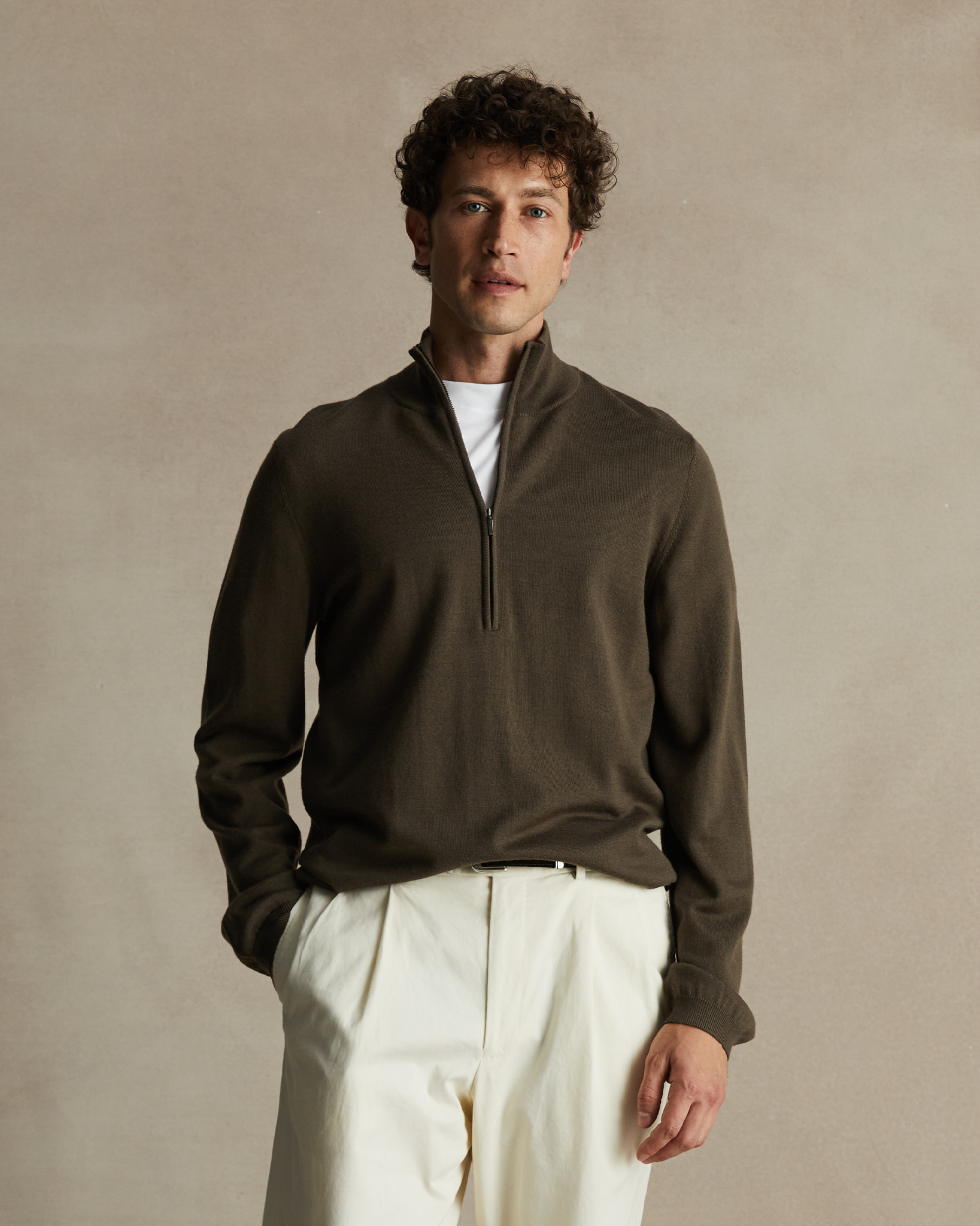 Merino Quarter Zip - Moss | P Johnson